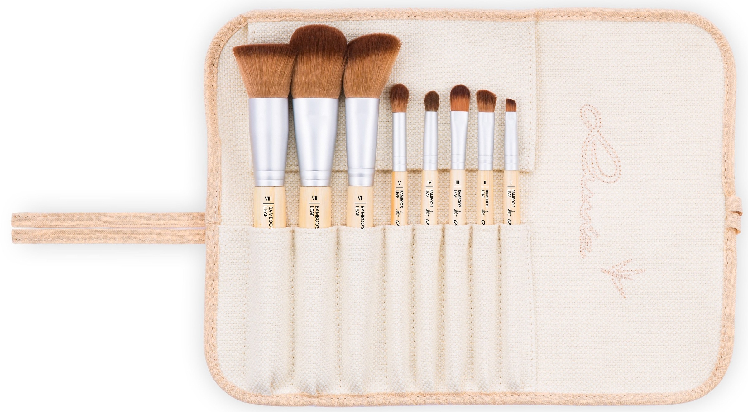 Luvia Cosmetics Kosmetikpinsel-Set »Bamboo's Leaf«, (8 tlg., mit Aufbewahrungstasche), vegan