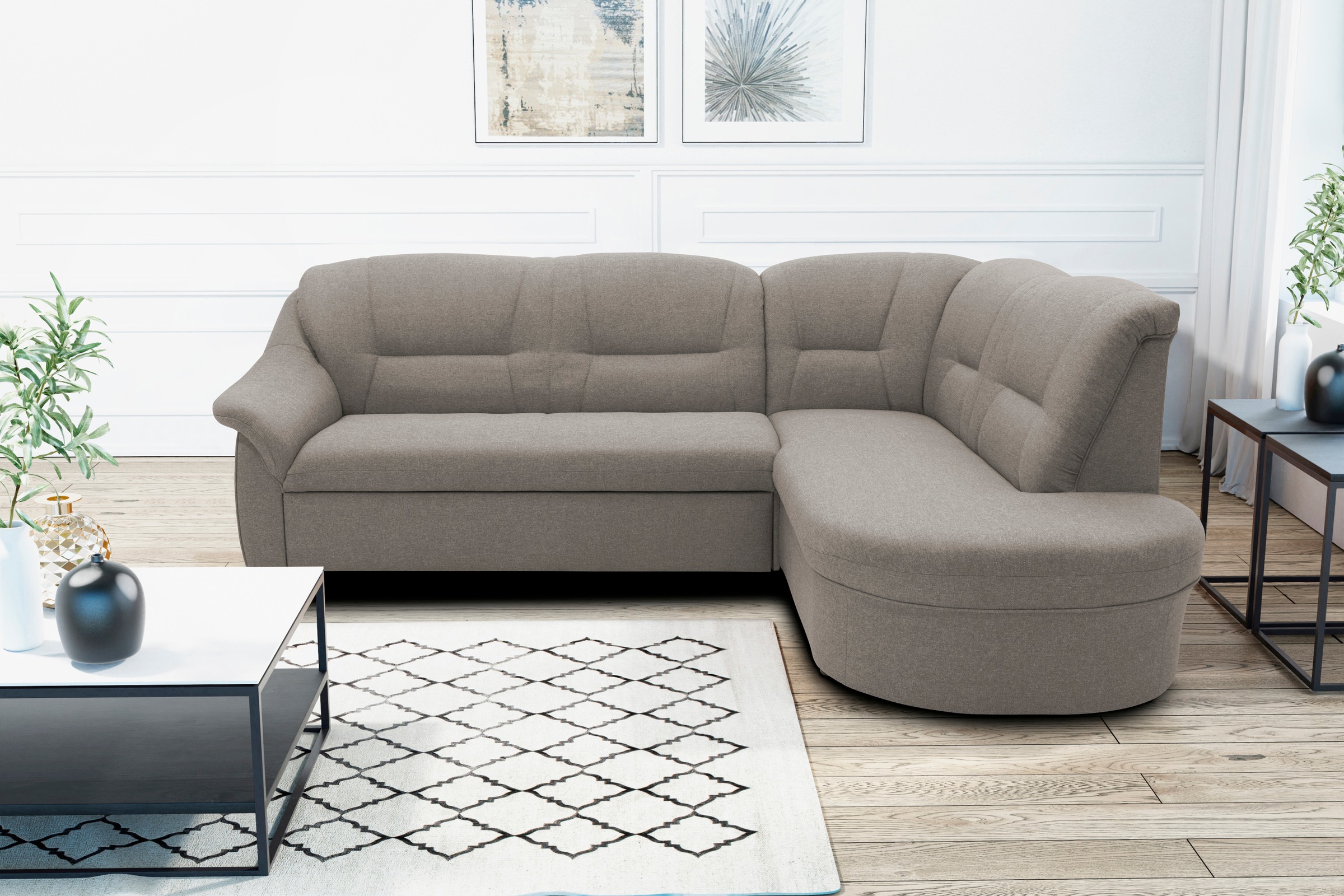 DOMO collection Ecksofa "Faenza für kleine Räume, Stellmaße 232,176cm, komf günstig online kaufen
