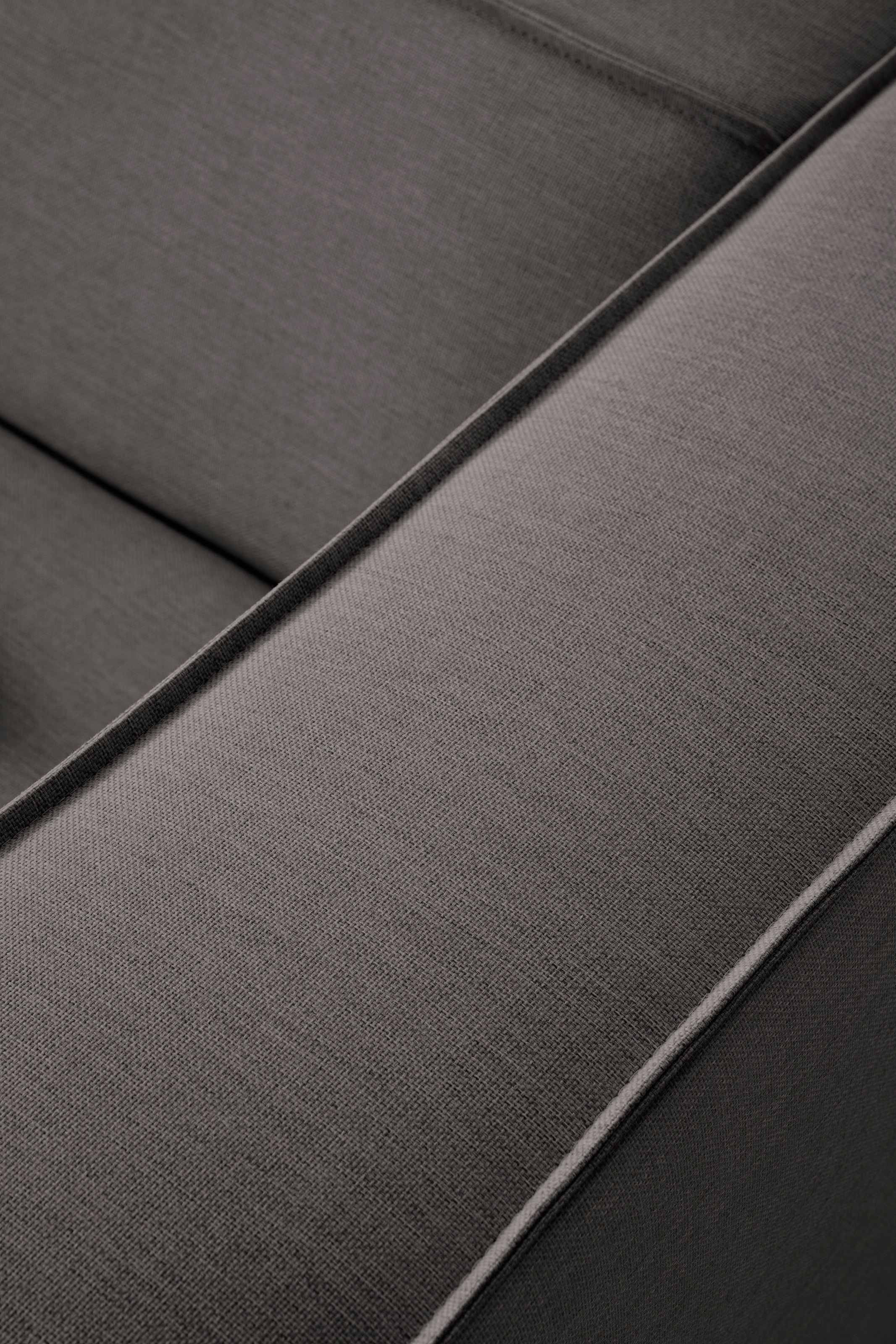 LeGer Home by Lena Gercke Ecksofa »PIARA mit Kedernaht in Cord oder Leinenoptik, moderne Couch in L-Form«, wahlweise Ottomane rechts/links, schwarze Füße, bequemer Sitzkomfort