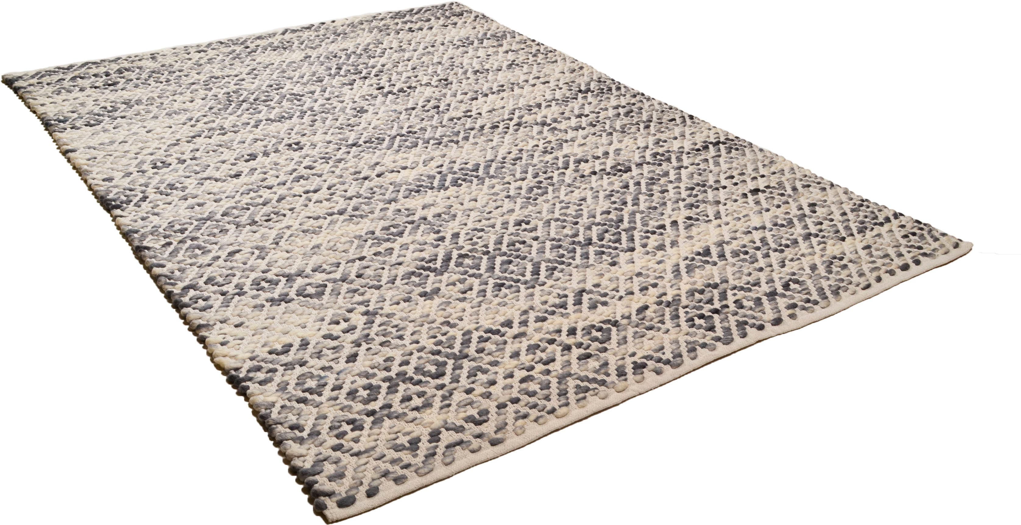 TOM TAILOR HOME Wollteppich "Diamond, handgeknüpft" rechteckig 8 mm Höhe reine Wolle, Flachgewebe, Wohnzimmer