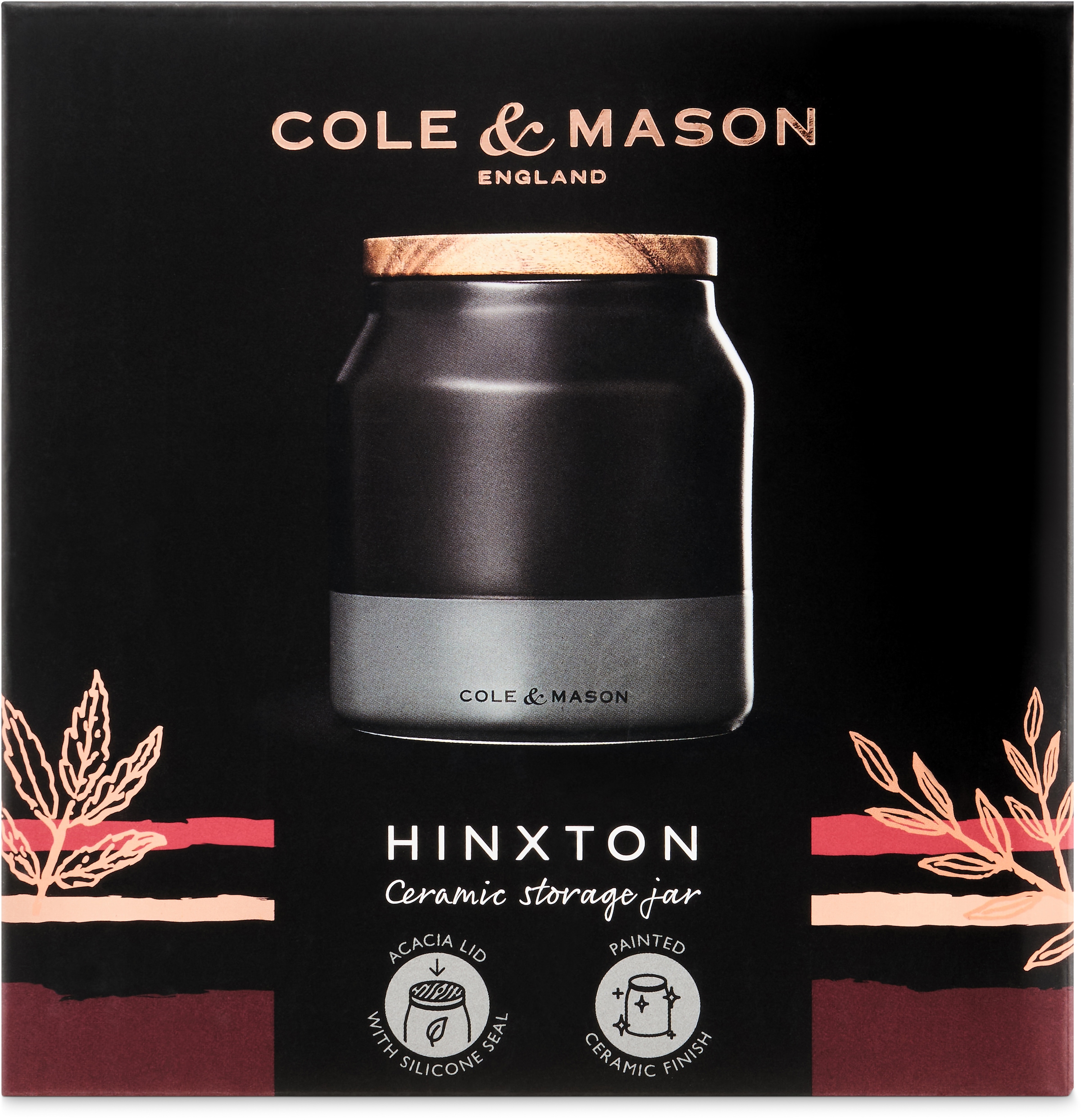 Cole & Mason Aufbewahrungssystem »Hinxton«, (1 tlg.), stylische Keramikaufbewahrung, Deckel aus Akazienholz