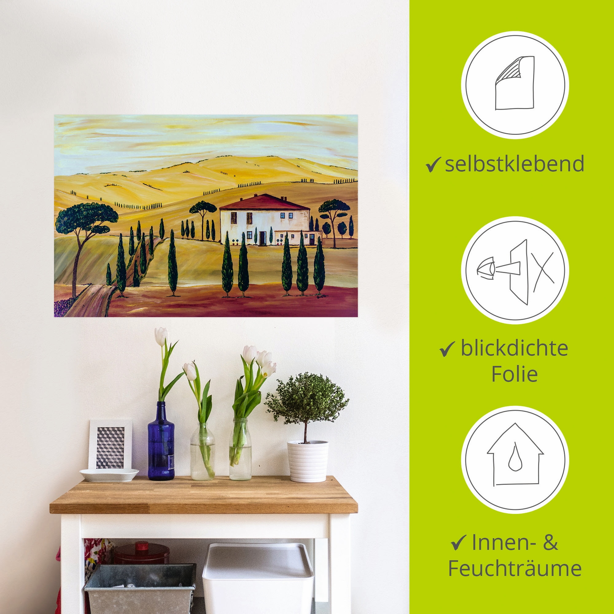 Artland Wandbild »Südliche Toskana«, Europa, (1 St.), als Leinwandbild, Wandaufkleber in verschied. Größen