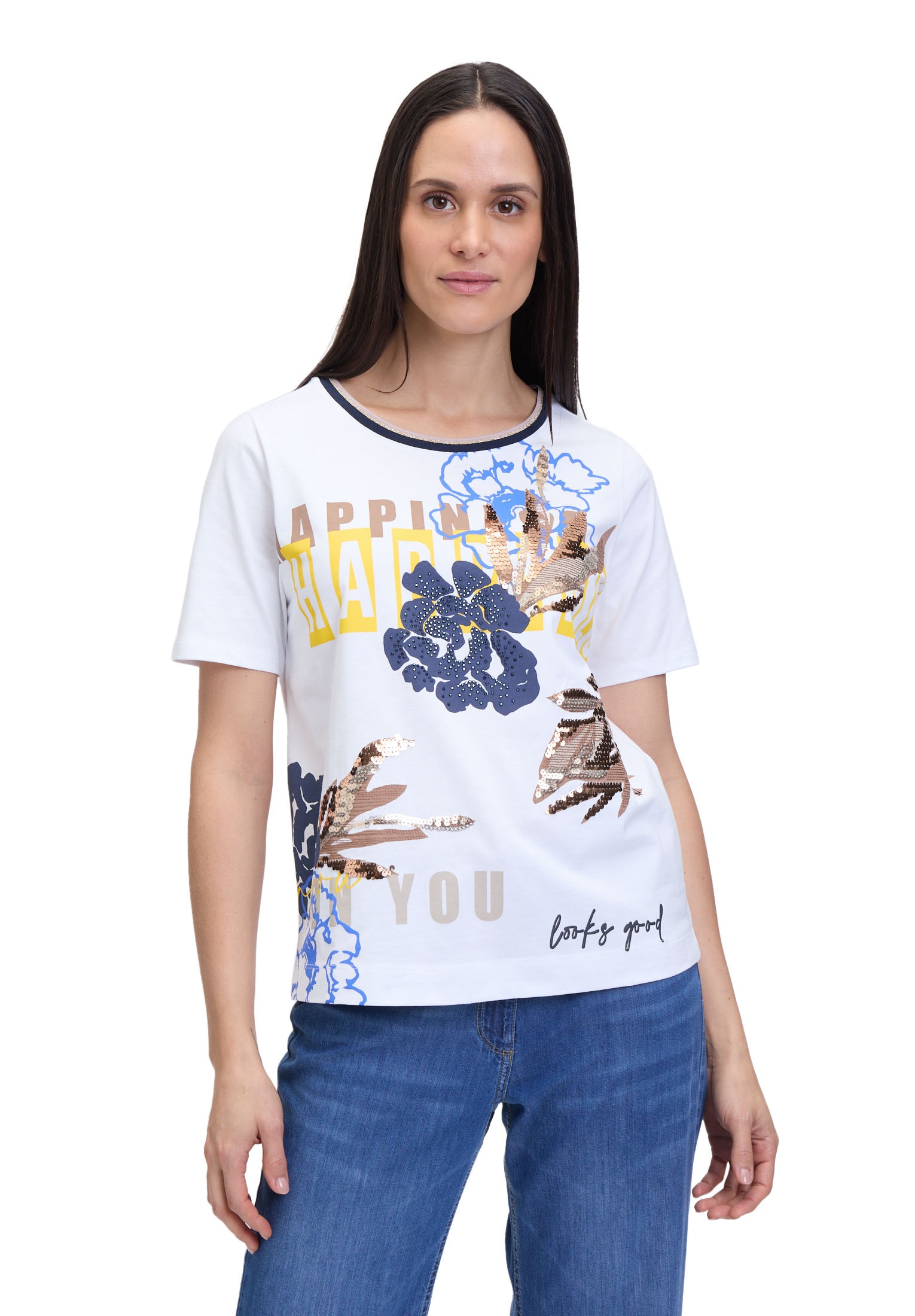 Betty Barclay Kurzarmshirt "Betty Barclay Damen Basic Shirt mit Rippbündche günstig online kaufen