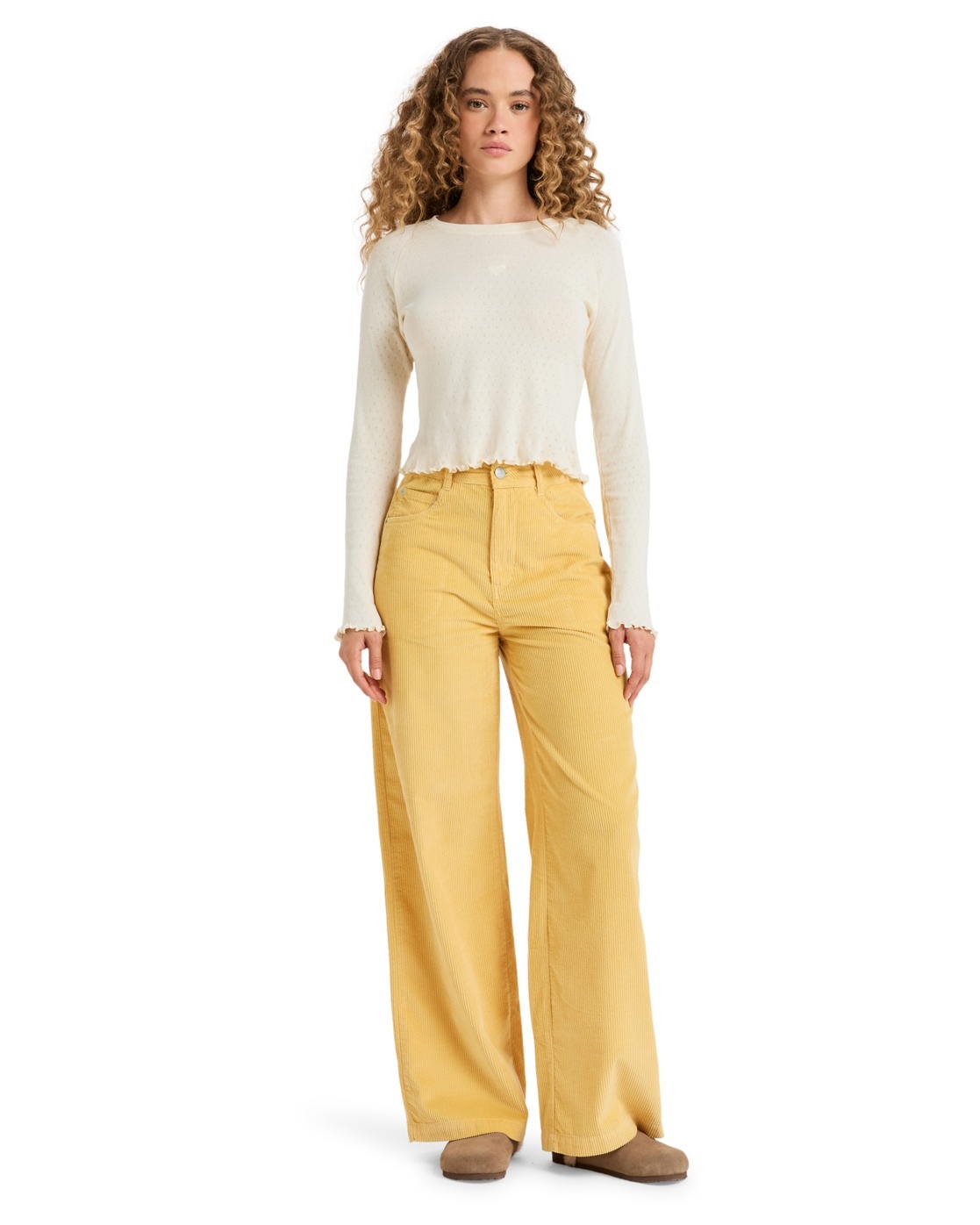 Outdoorhose ROXY "Surf On Cloud Cord", Damen, Gr. 27S, ochre, Obermaterial: 100% Walkfrottier;, Hosen Outdoorhose 3