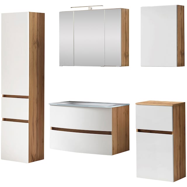 HELD MÖBEL Badezimmer-Set »Kaunas«, (Set, 5 St.), bestehend aus  Waschtisch-Set mit Seitenschrank, Breite 160 cm kaufen | BAUR