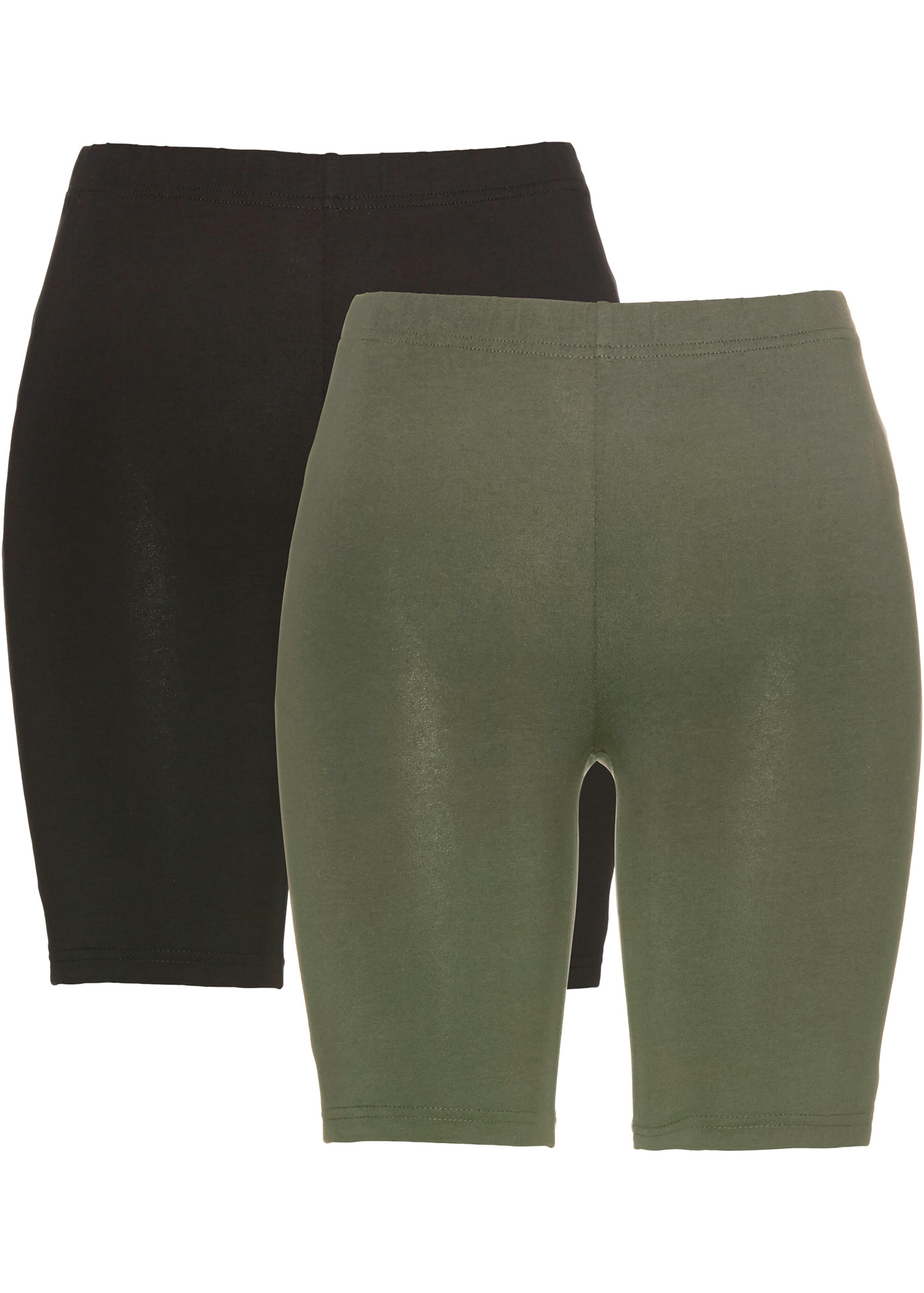 Bonprix Women's Skinny Cycling Shorts Olive/Black Size XXL