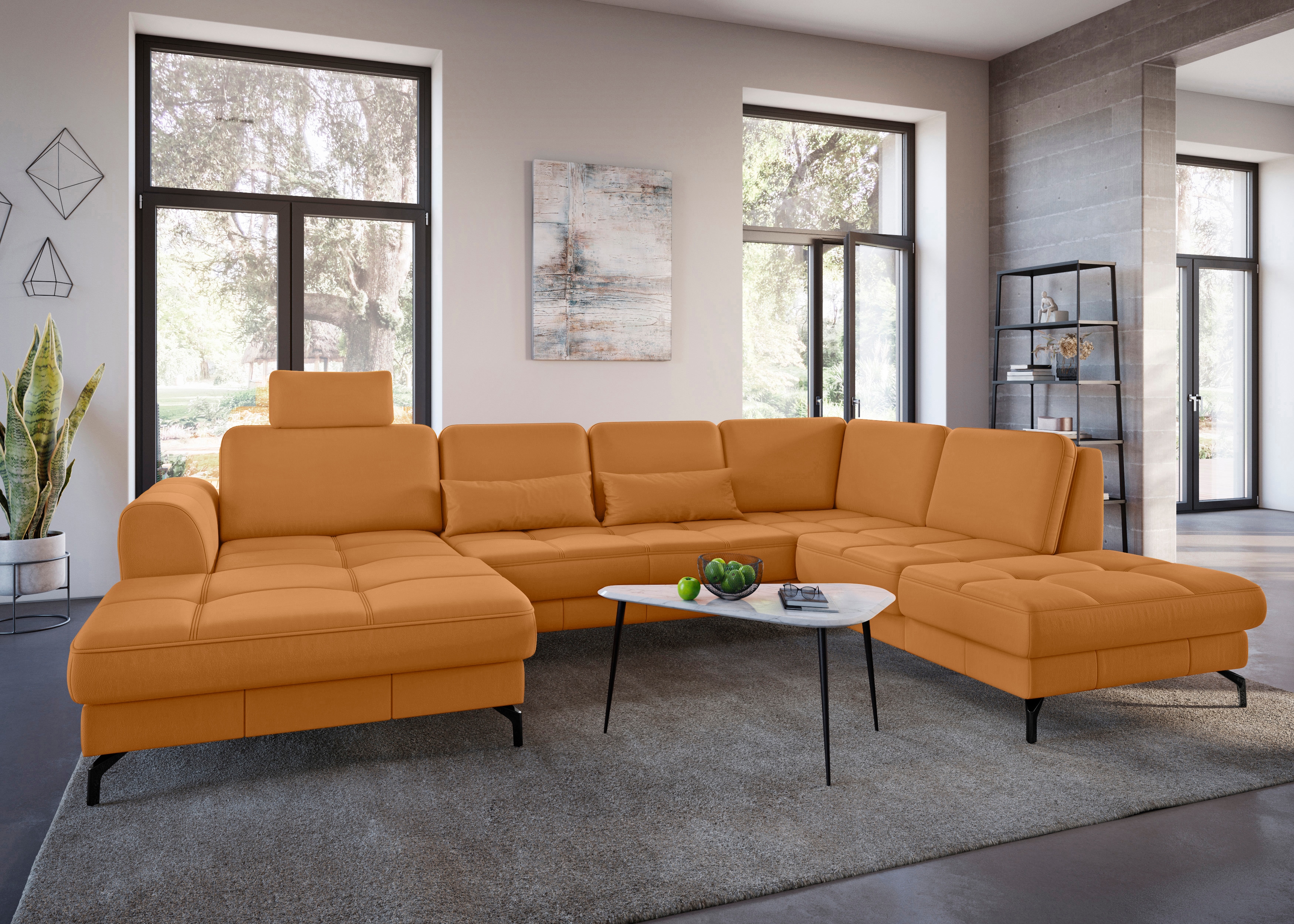sit&more Wohnlandschaft "Bendigo U-Form" inklusive Sitztiefenverstellung, Bodenfreiheit 12 cm, in 2 Fußfarben