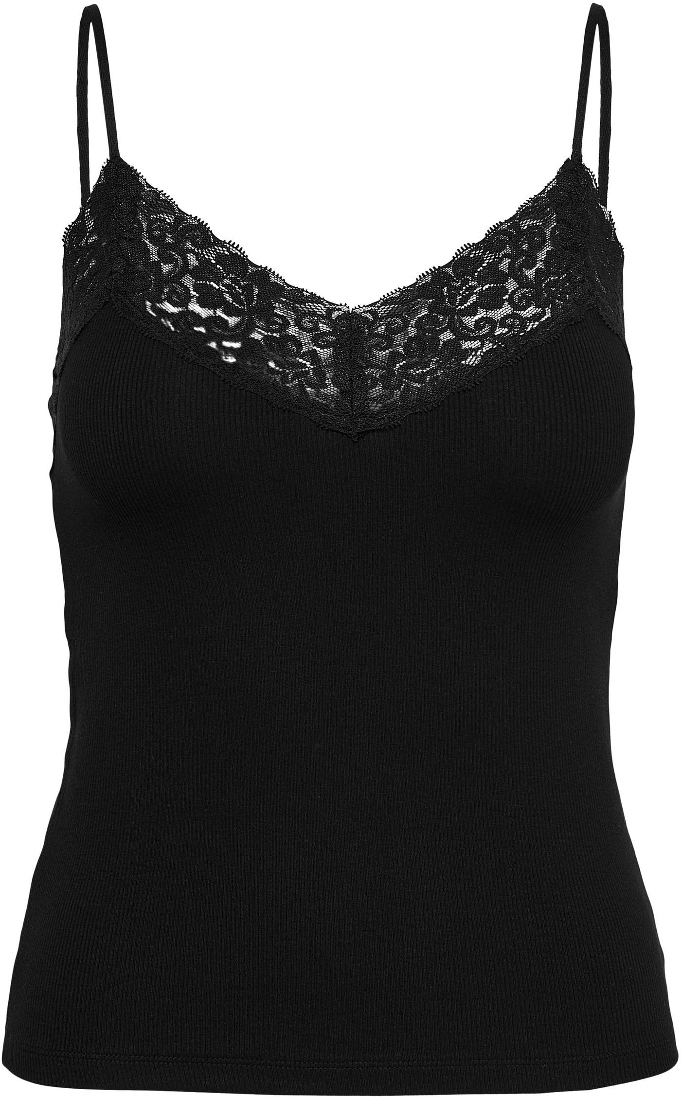 ONLY Spaghettitop »ONLTILDE RIB LACE SINGLET«, mit Spitze