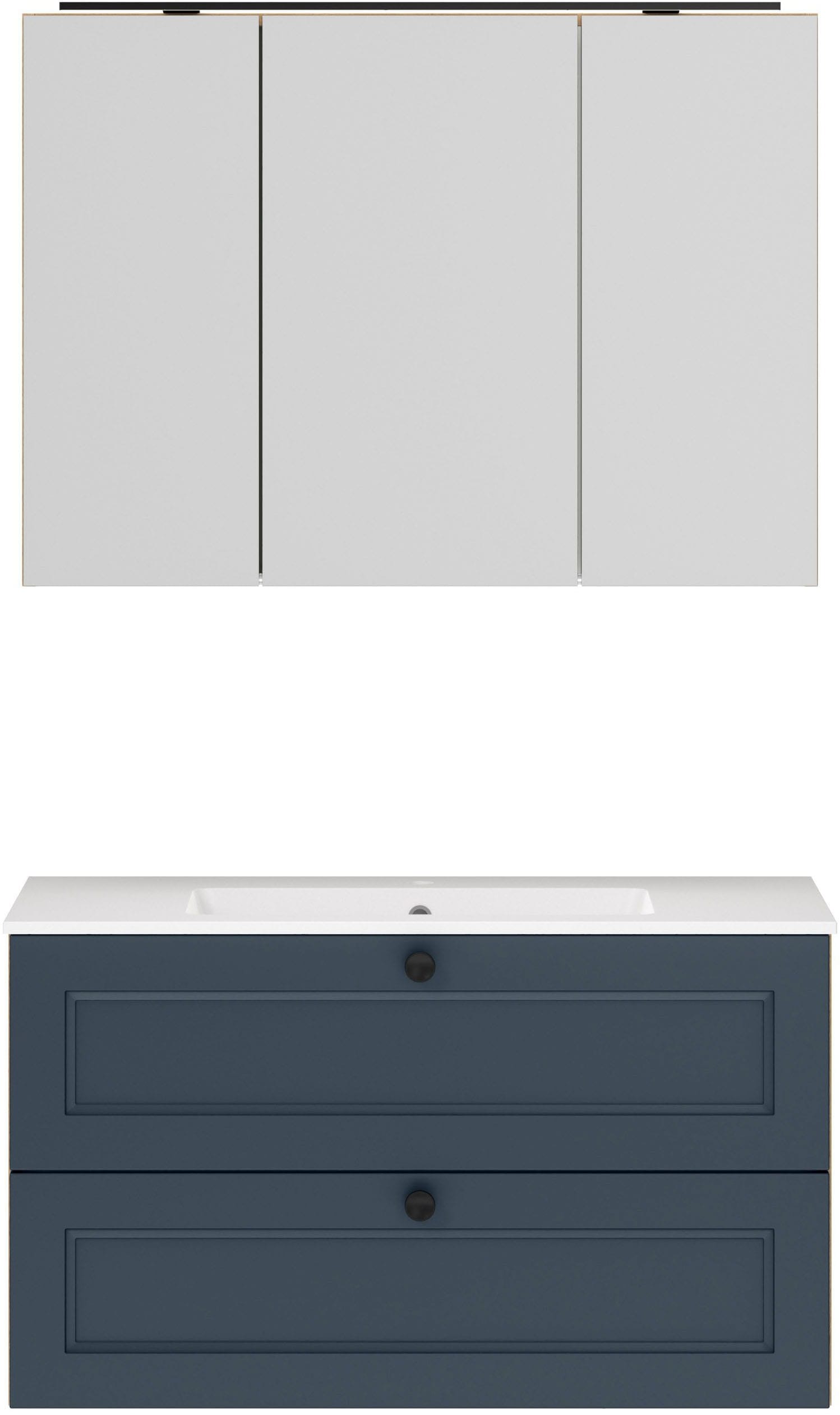 nobilia "Cascada" Set, mit Waschbecken, inkl. Spiegelschrank mit Beleuchtung, 2 Stk. tlg.