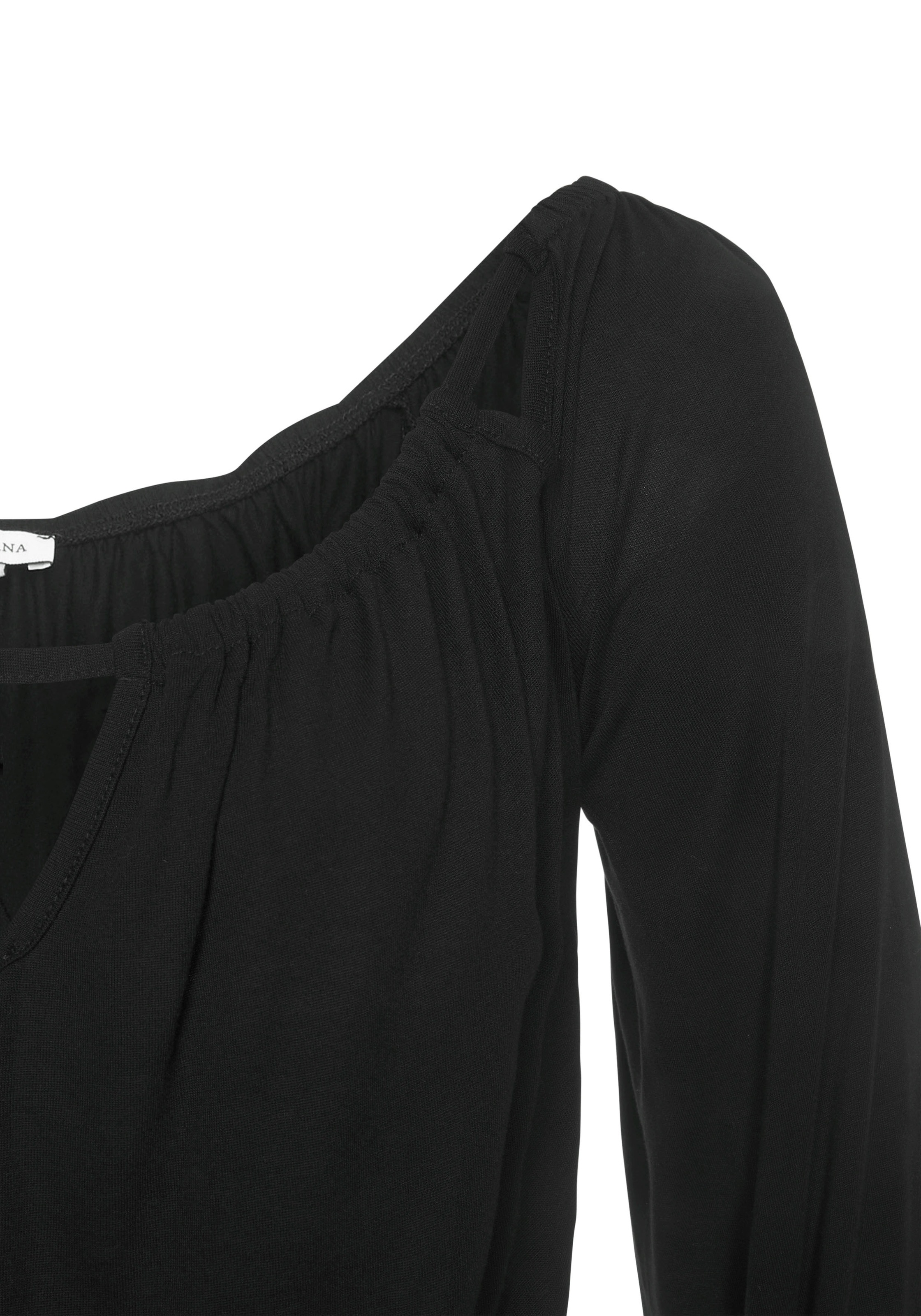 LASCANA Maxikleid, mit Cut-outs am Ausschnitt, schulterfreies Sommerkleid, Strandkleid