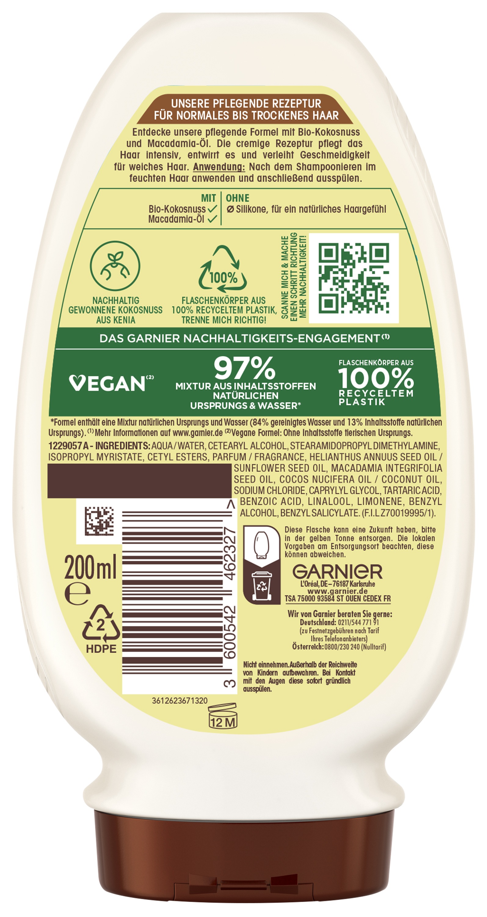 GARNIER Haarspülung »Garnier Wahre Schätze Spülung Kokosmilch (6er Packung)«