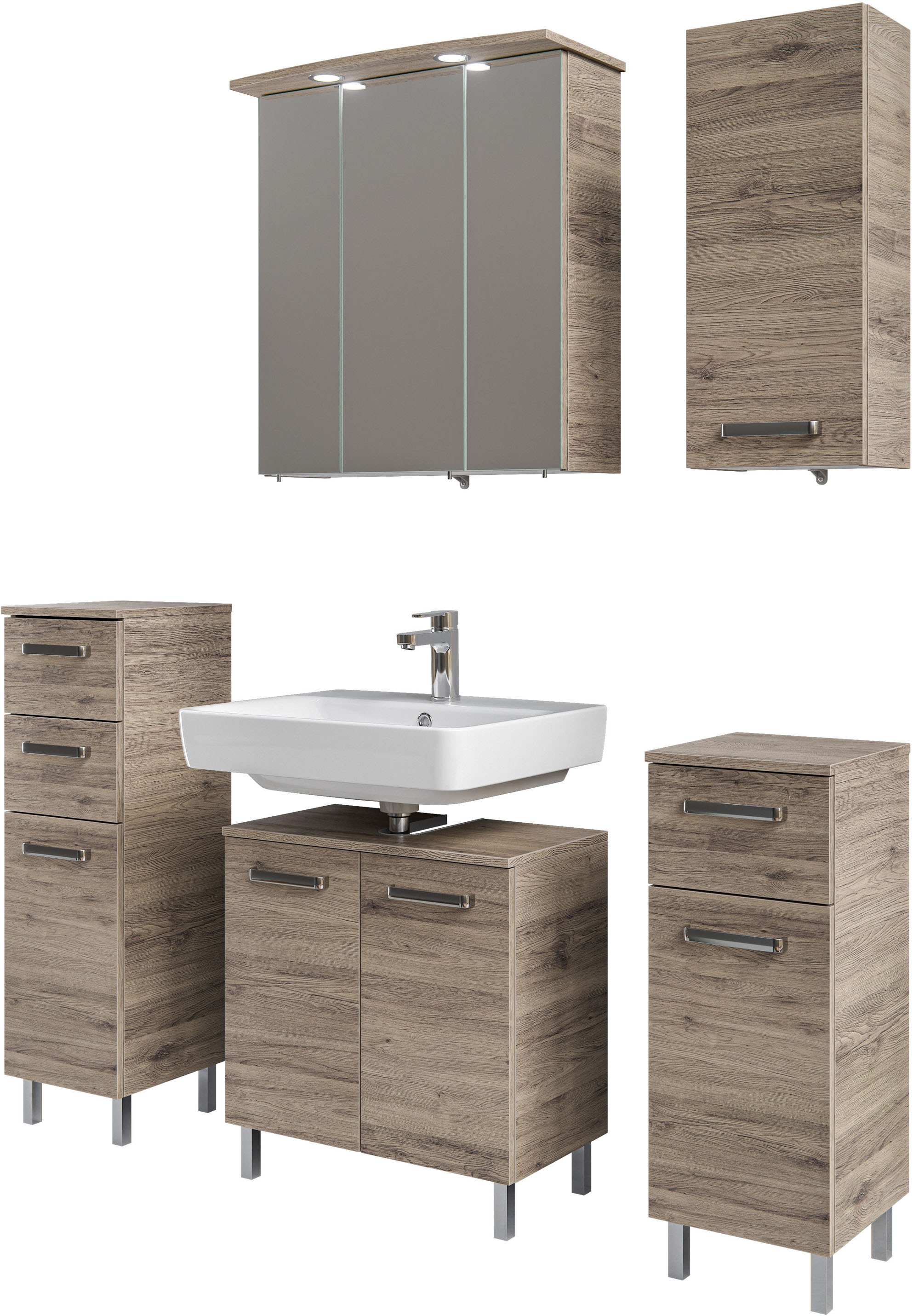 Saphir Badmöbel-Set "5-teilig, mit Spiegelschrank" Set, 5 Stk. tlg.