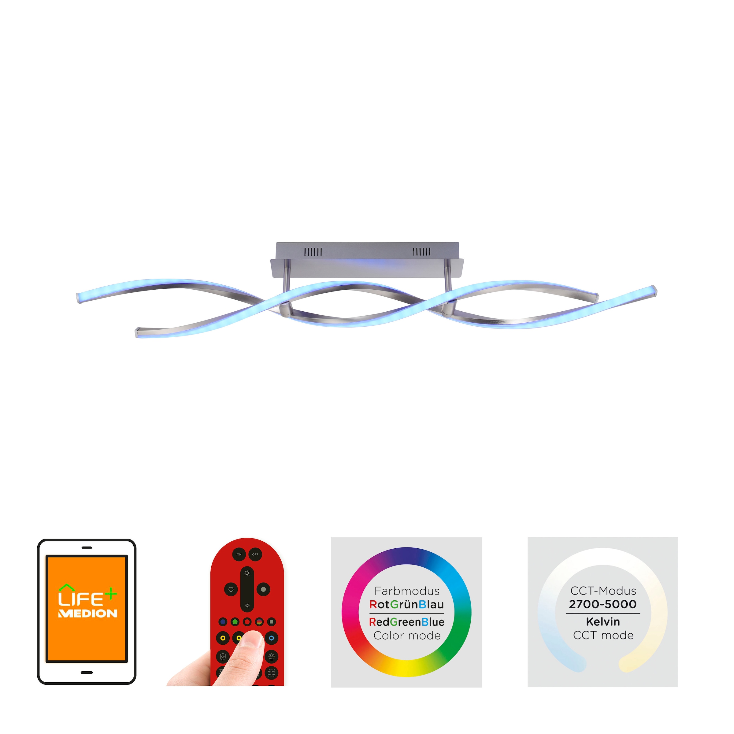 »Ls-SWING«, inkl., fähig BAUR Smarthome Deckenleuchte LIGHT RGB+tunable Fernbedienung, white, JUST flammig-flammig, | 2 Infrarot