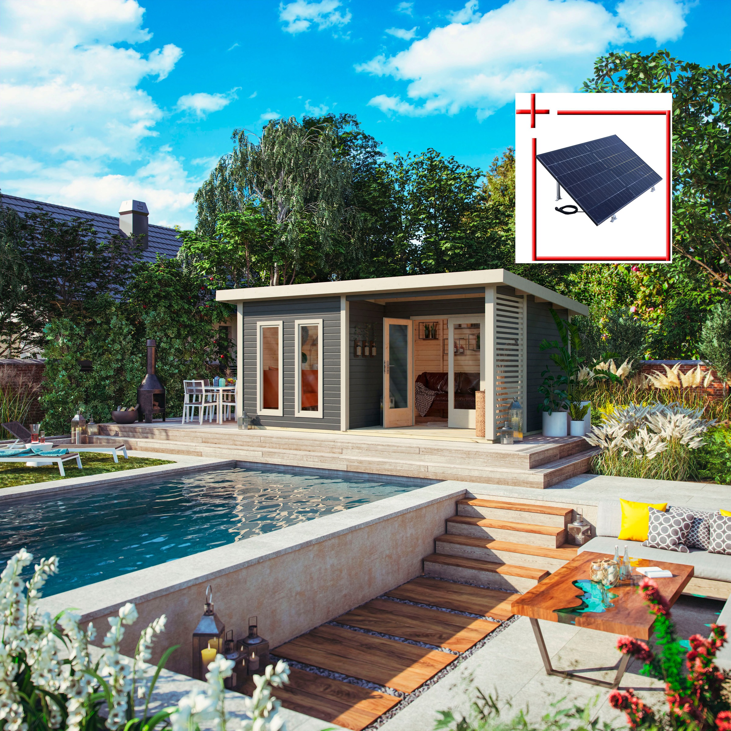Karibu Gartenhaus "Rabensee 5", terragrau günstig online kaufen