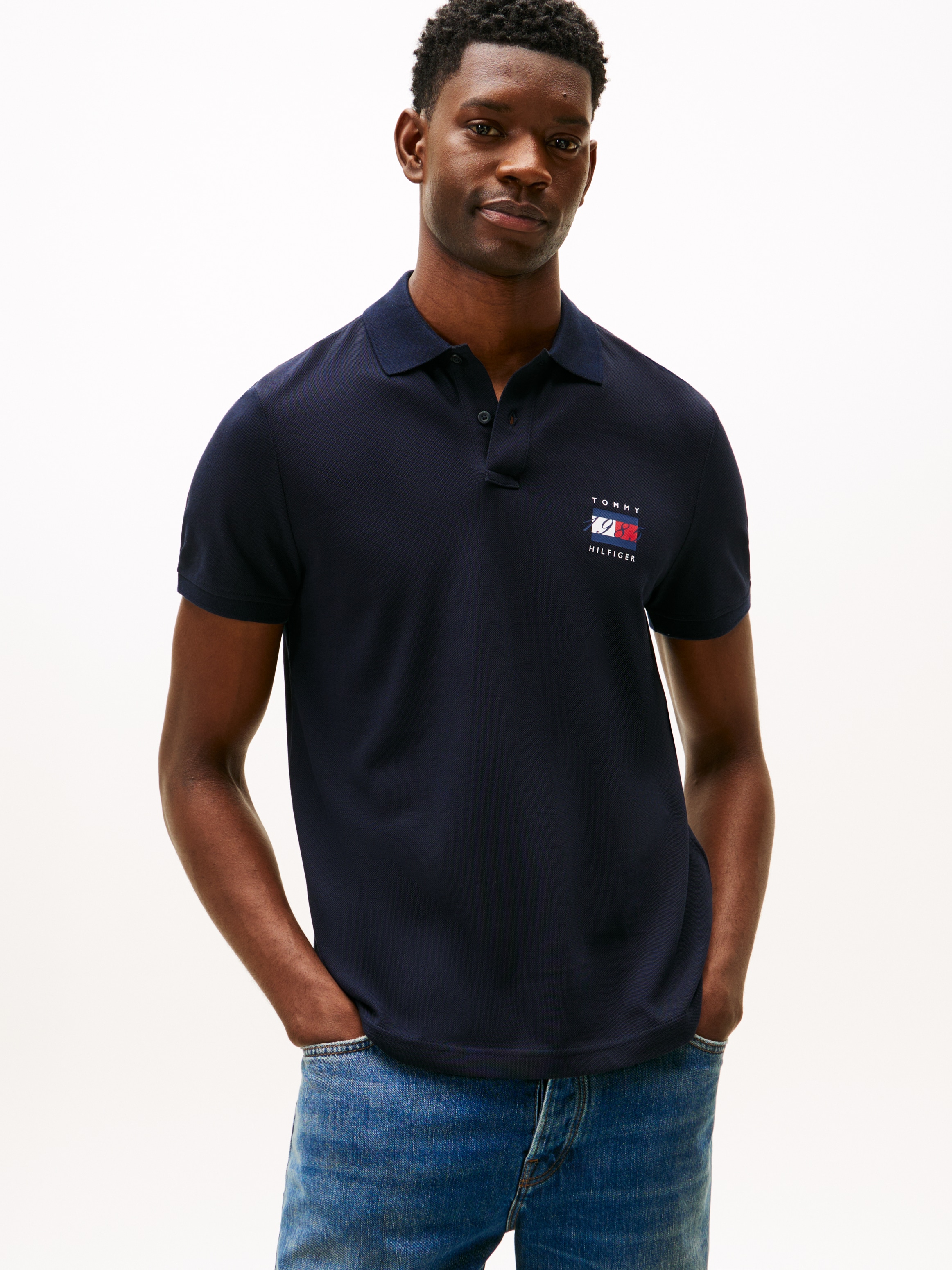 Tommy Hilfiger Poloshirt "FLAG GRAPHIC PIQUE" regular fit, Polokragen, Prin günstig online kaufen