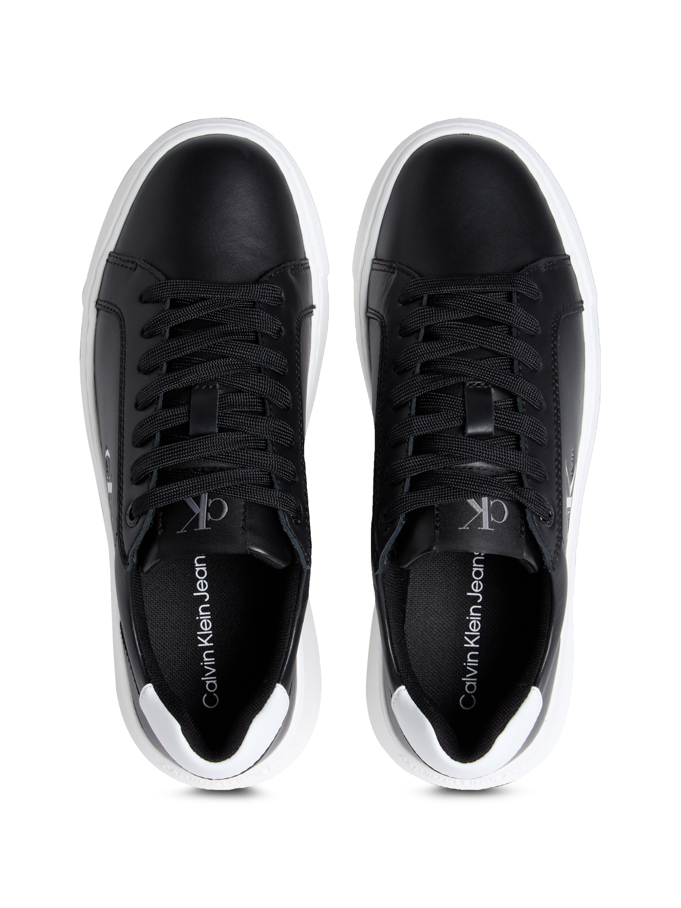 Calvin Klein Jeans Plateausneaker »CHUNKY CUPSOLE MONO LTH WN«, Schnürschuh, Halbschuh, Freizeitsneaker mit seitlichem CK-Logo