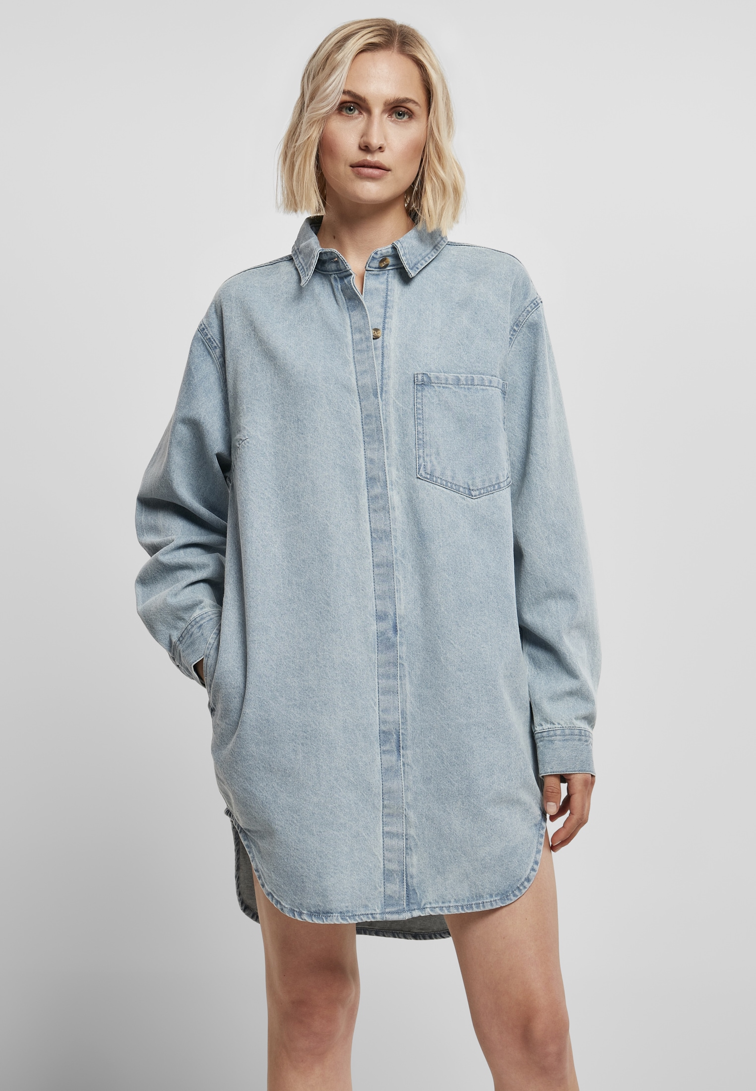 URBAN CLASSICS Shirtkleid »Urban Classics Damen Ladies Oversized Denim Shirt Dress«, (1 tlg.)