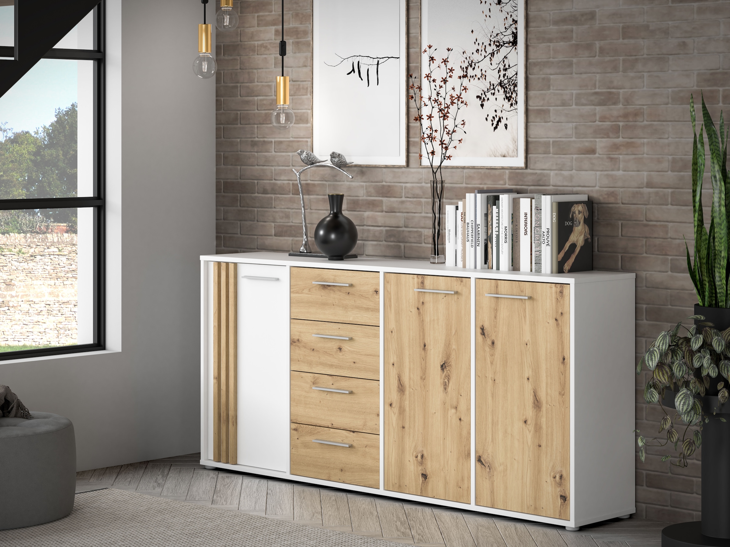 FORTE Sideboard »Cardigan«, Sideboard, 2 farbig, Stauraum, Schubkasten, Soft Close,Breite 179,4cm