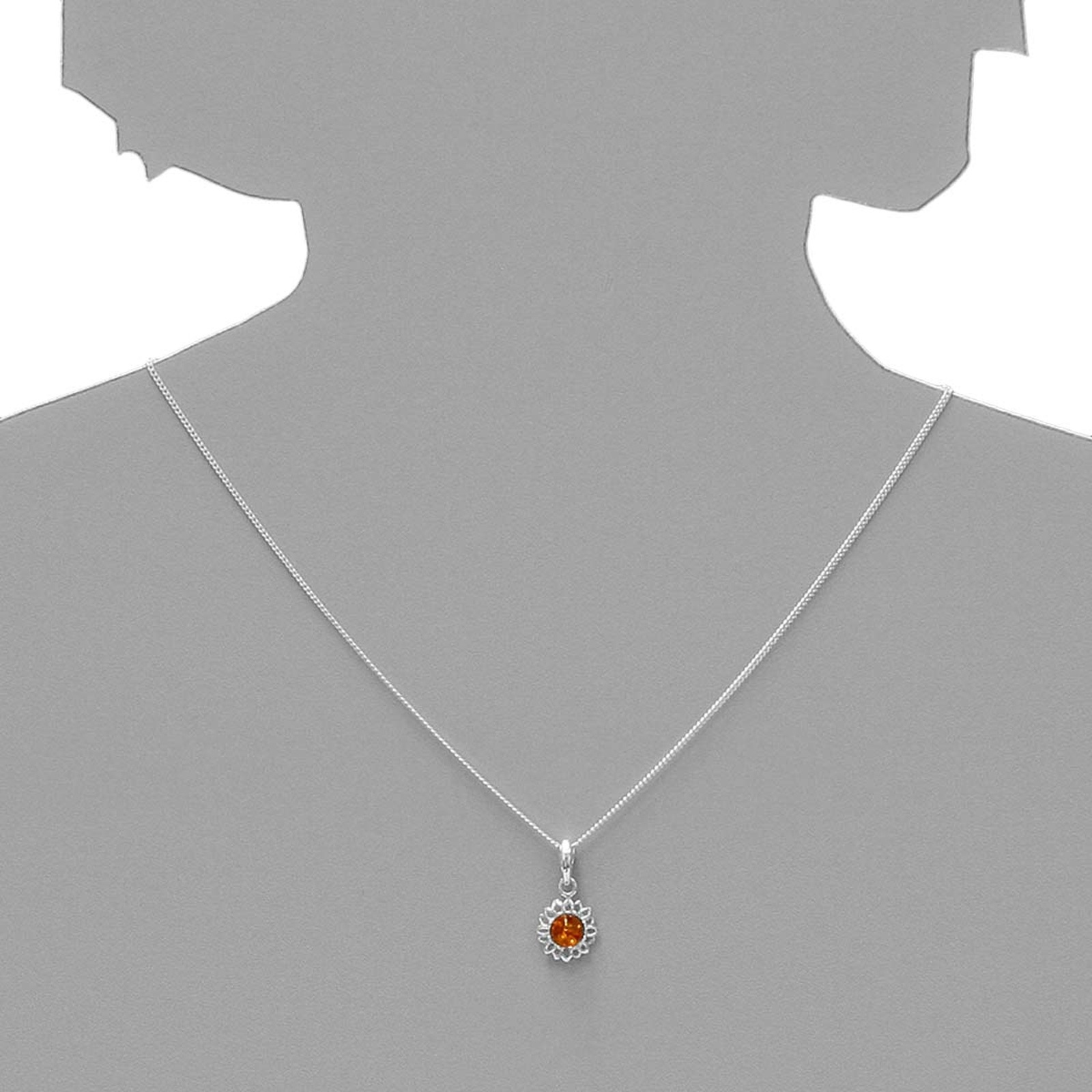 Kette mit Anhänger OSTSEE-SCHMUCK "Ostsee-Schmuck Kette mit Anhänger Blüte 12 mm" Gr. 42, silber, Halsketten, Damen, 42cm, Silber 925 (Sterlingsilber), L: 40 2