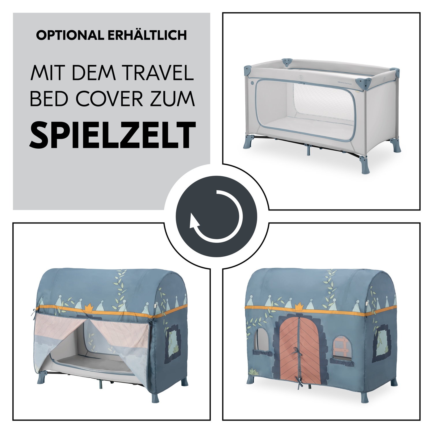 Hauck Baby-Reisebett »Dream N Play Plus, Dusty Blue«, Vorderausstieg