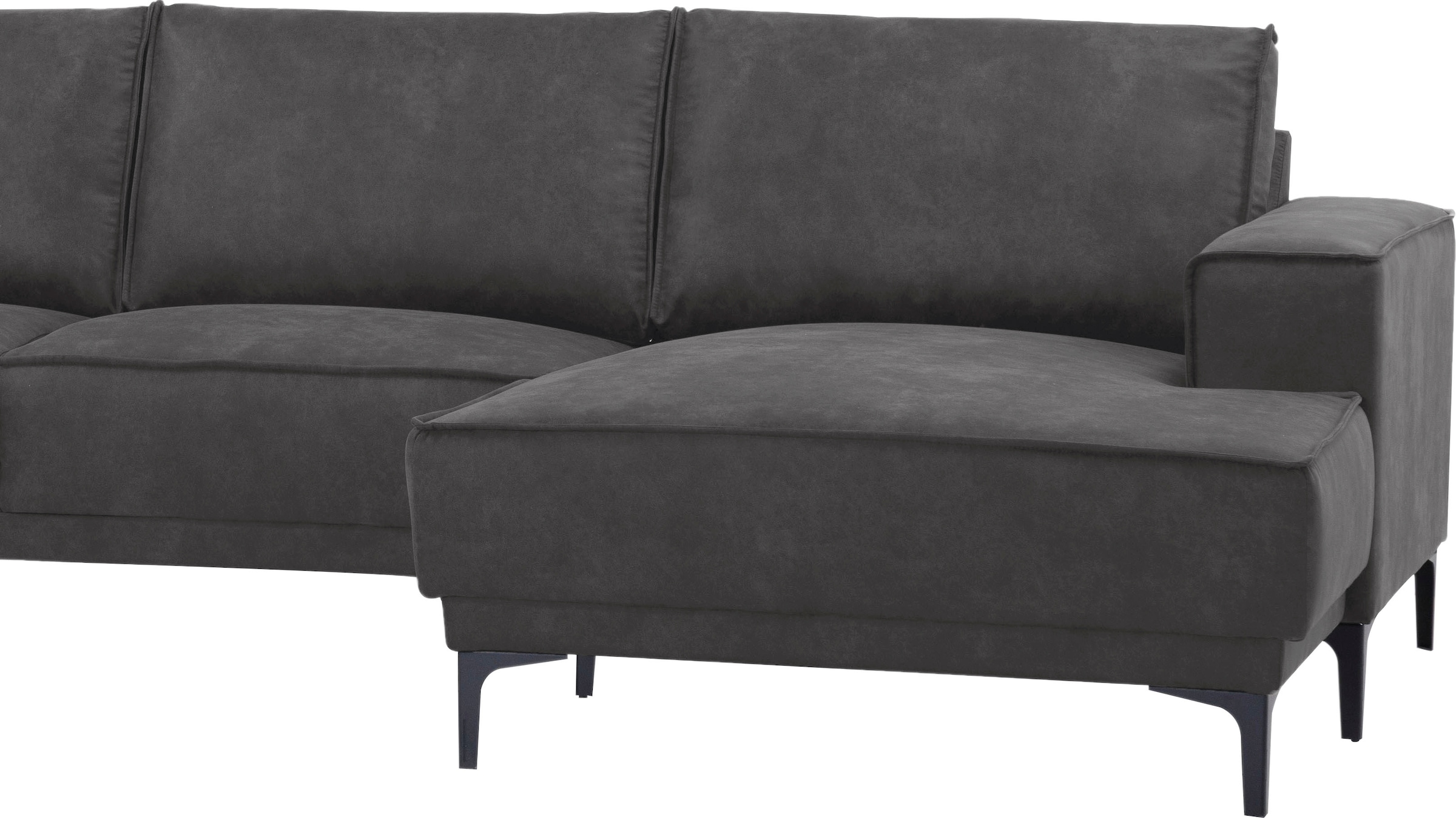 Places of Style Wohnlandschaft »XXL Sofa Oland, Struktur, Flachgewebe, Luxus-Microfaser, Boucle«, U-Form, 345 cm, Wellenunterfederung, Skandi-Design, Metallfüße