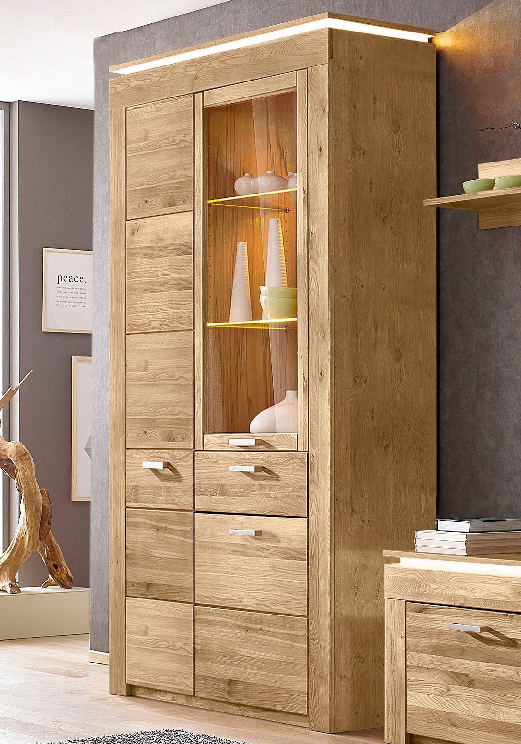 VOGL Möbelfabrik Vitrine, Höhe 209 cm, mit viel Stauraum, teilmassiv günstig online kaufen