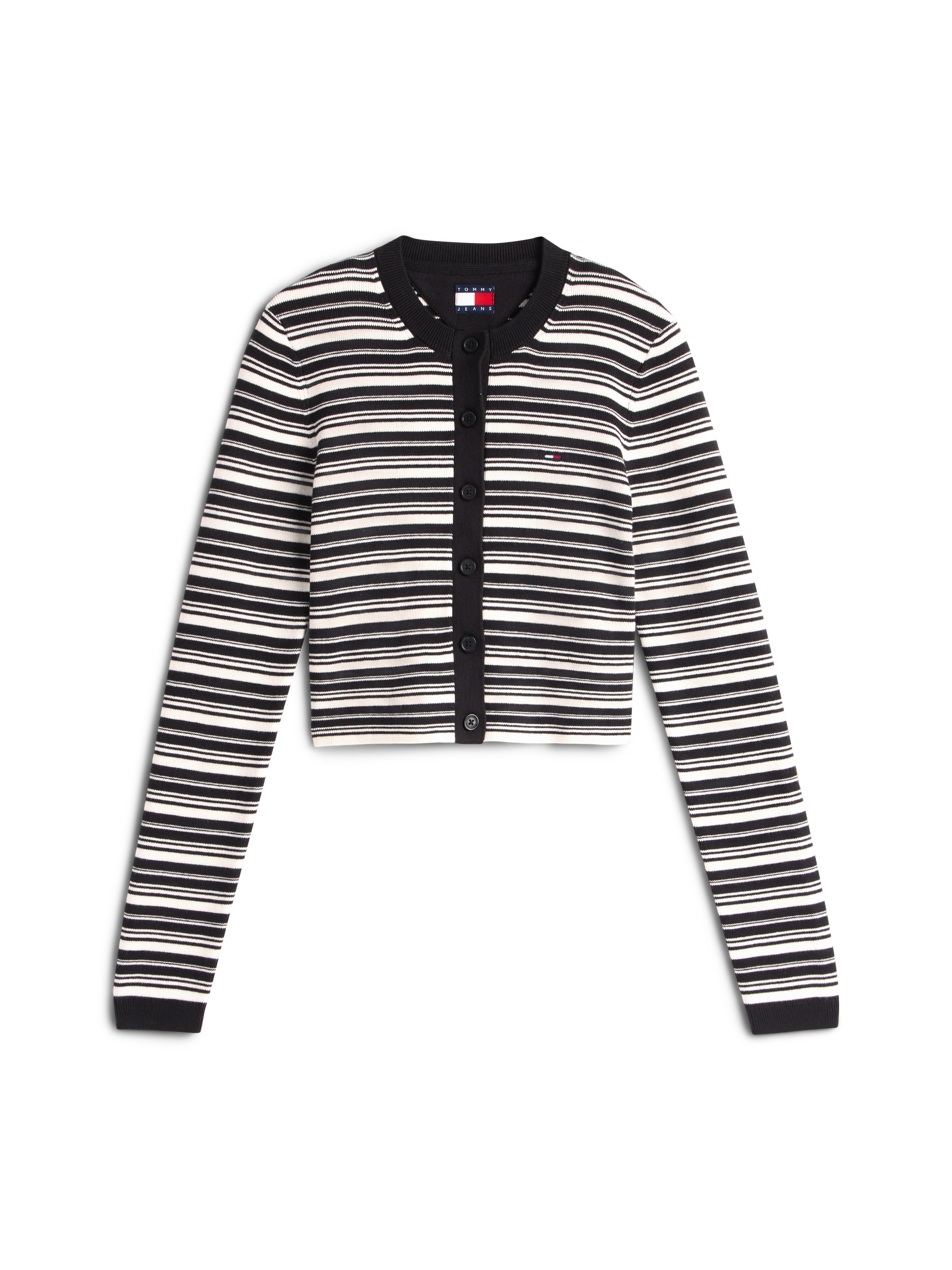 Tommy Jeans Strickjacke »TJW CREW NECK STRIPE CARDI EXT« reine Baumwolle, Streifen Look