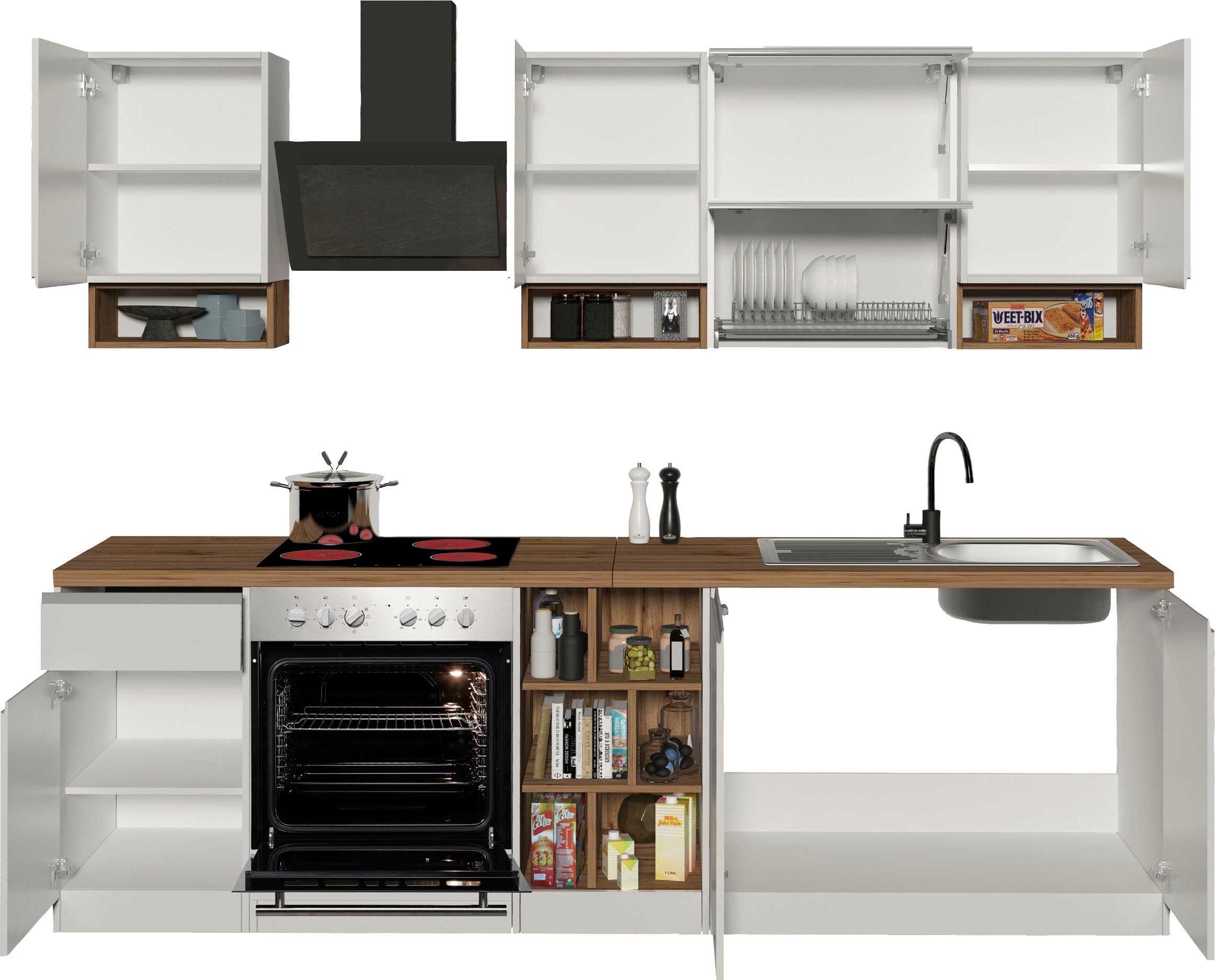 KOCHSTATION Küchenzeile »KS-Sole«, Breite 256 cm, mit Geschirr-Abtropfschrank, ohne E-Geräte