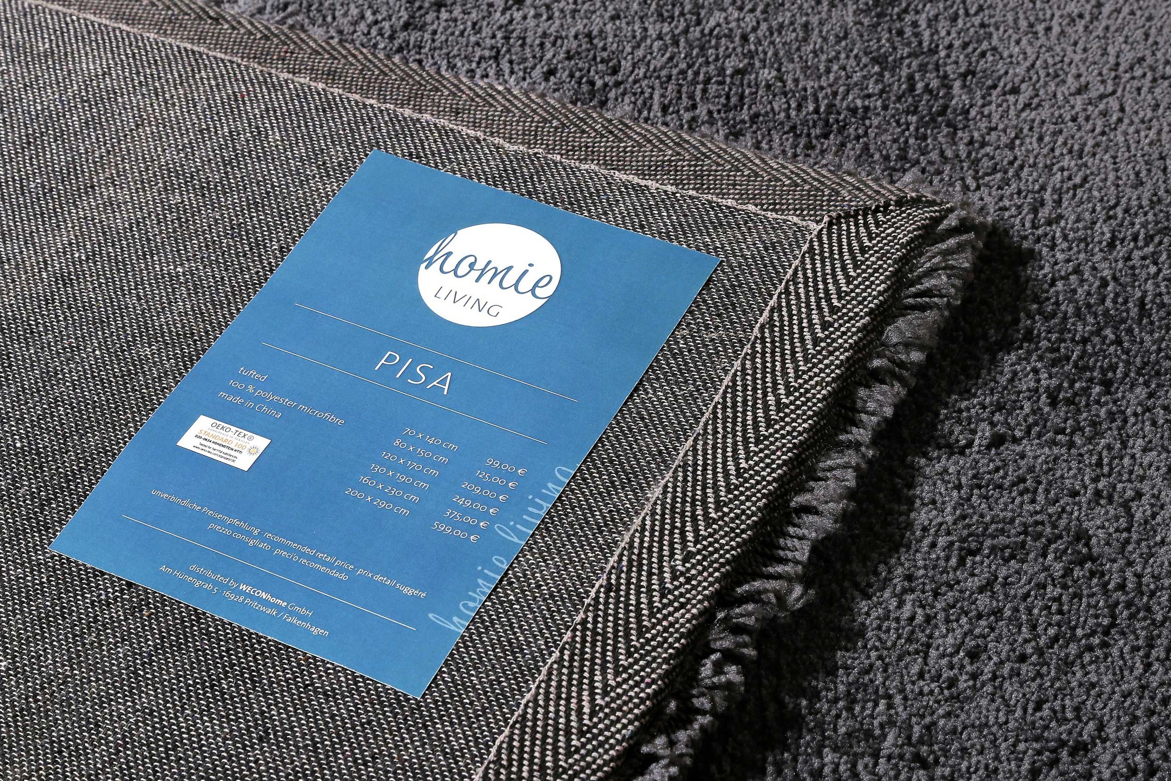 Homie Living Teppich »Pisa«, rund, 25 mm Höhe, Hochflor, Microfaser, uni, weich, Shaggy, Wohnzimmer, Schlafzimmer
