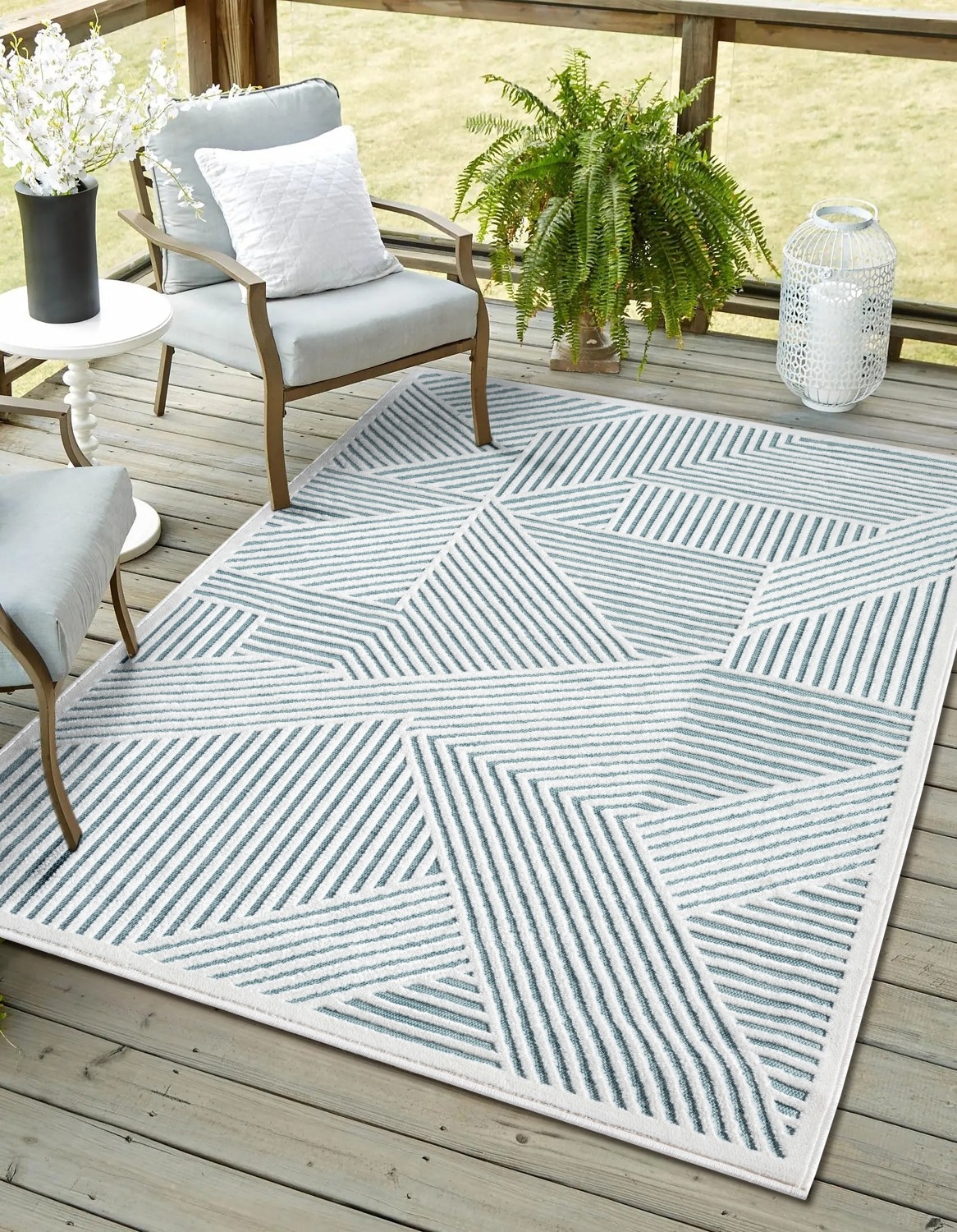 Myflair Möbel & Accessoires Outdoorteppich "Vill, LAGERRÄUMUNG" rechteckig 8 mm Höhe modernes Design, Hoch-Tief Effekt, Outdoor geeignet, Balkon, Terrasse