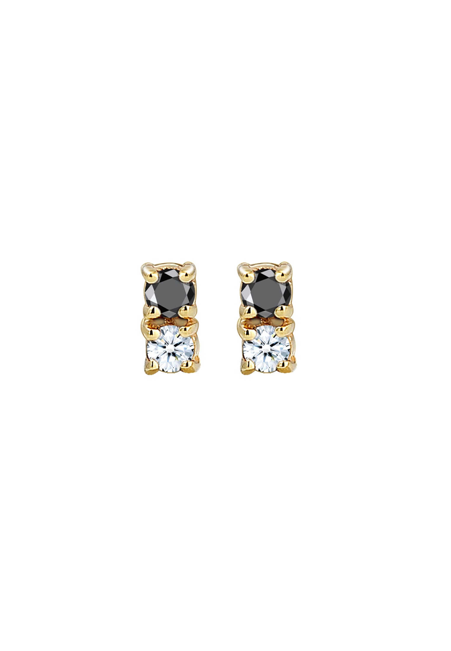 Elli DIAMONDS Paar Ohrstecker »Ohrstecker Bi-Color Schwarz Weiß Diamant (0.12 ct.) 375 Gold«