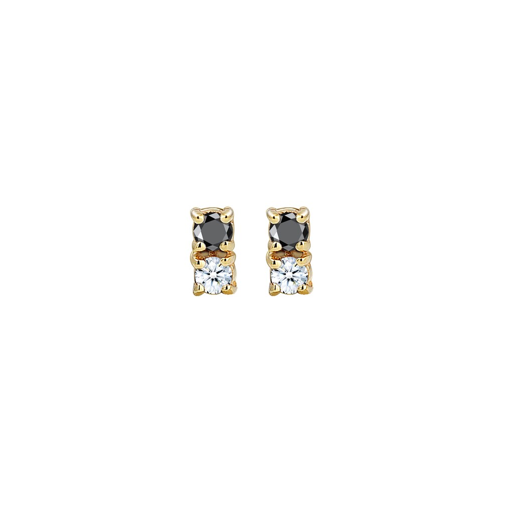 Elli DIAMONDS Paar Ohrstecker »Bi-Color Schwarz Weiß Diamant (0.12 ct) 375er Gold«