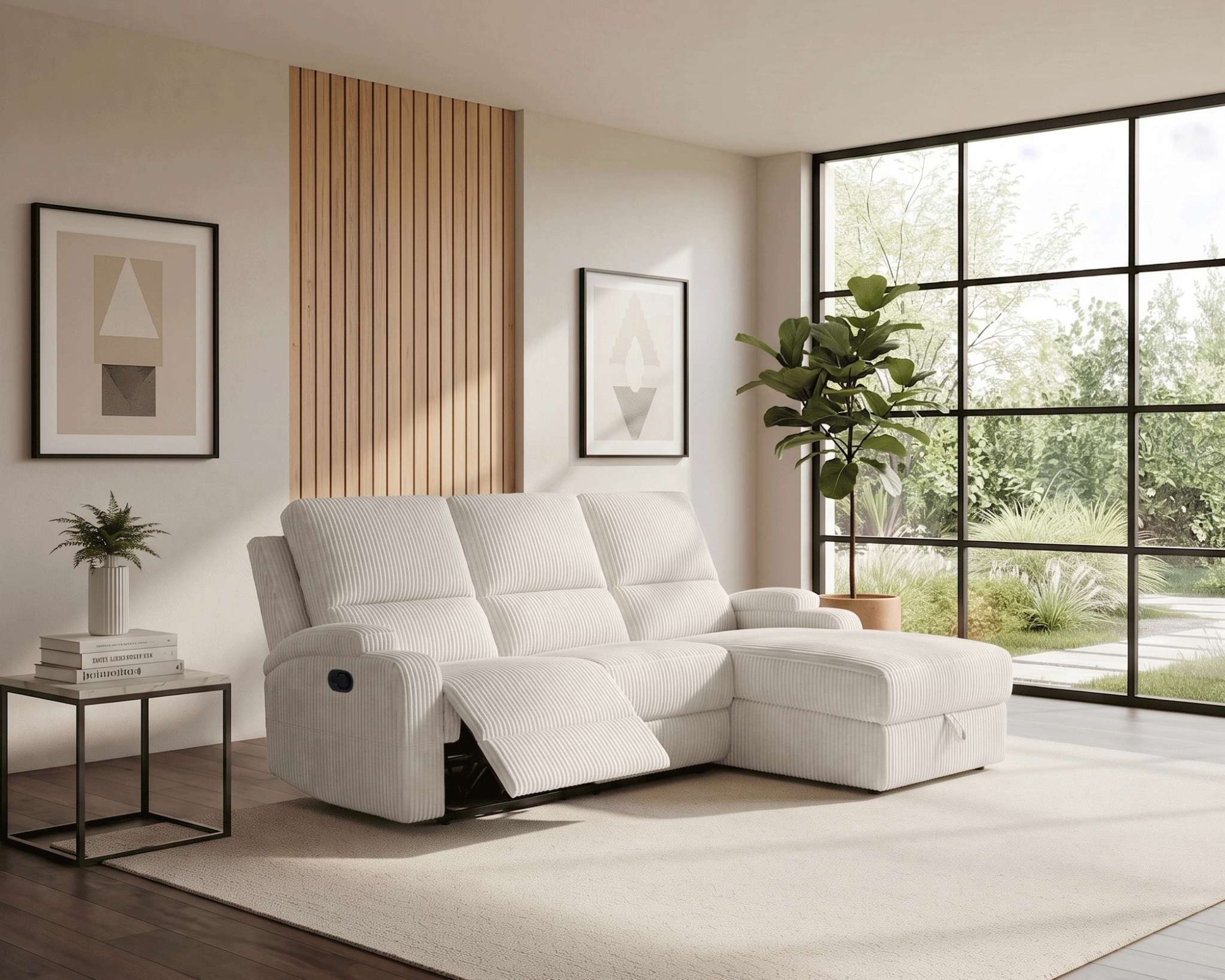 OTTO home Ecksofa "NAPORI Cord, Multimediasofa, L-Form" man. oder elektr. Relaxfuntion, USB-A bei elektr. Variante, Staukasten