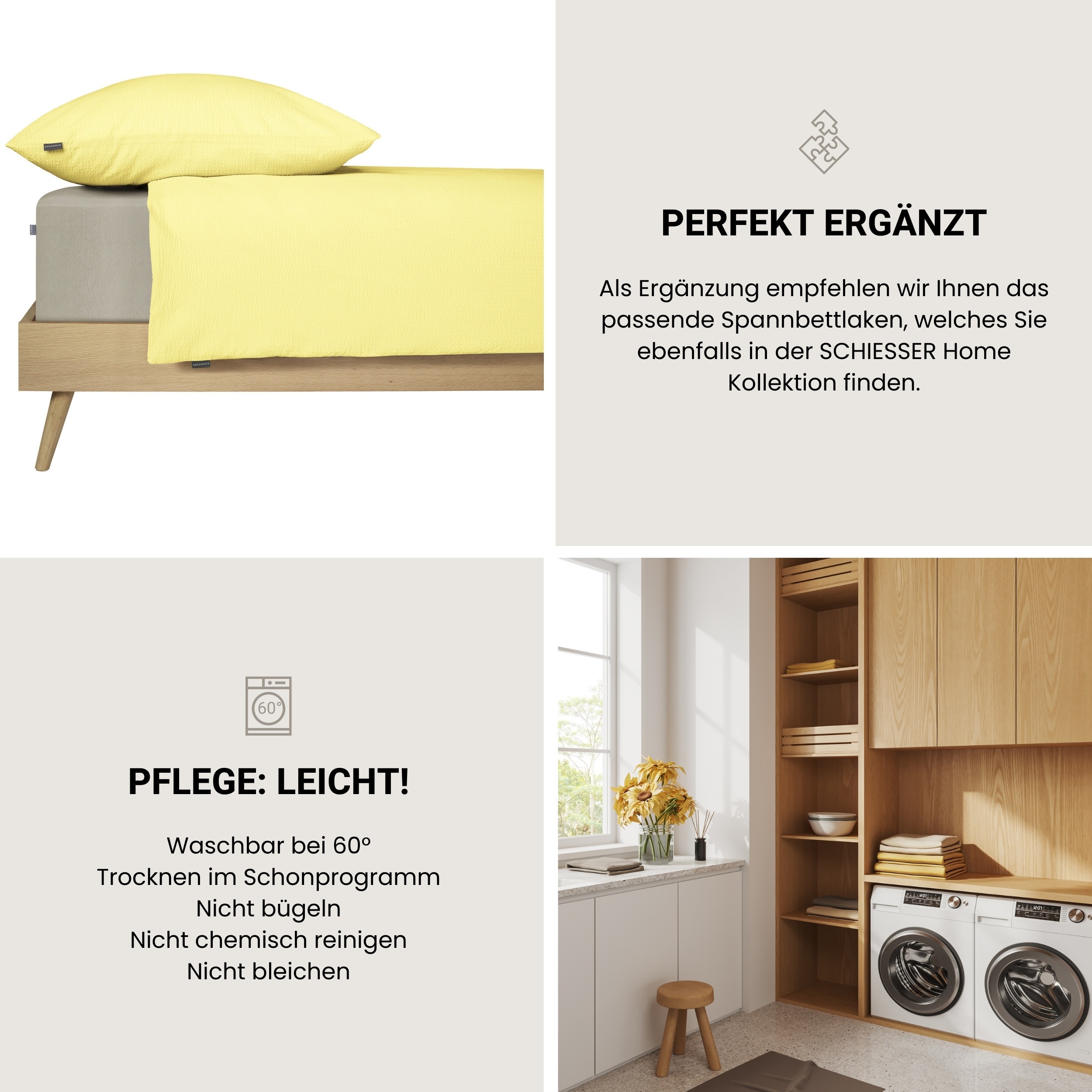 Thumbnail - Schiesser Bettwäsche "Laura aus Baumwoll-Seersucker in zarten Farbtönen" 2 Stk. tlg. Made in Green