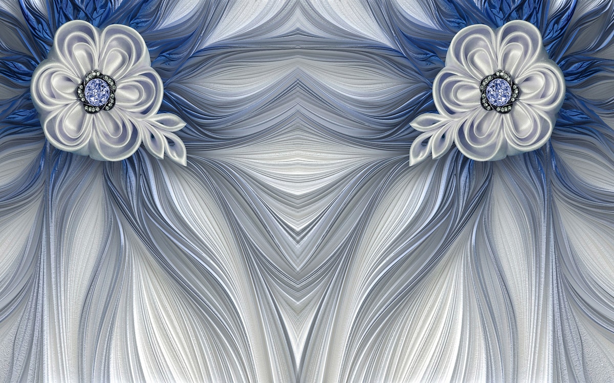 Papermoon Fototapete "Muster mit Blumen blau"
