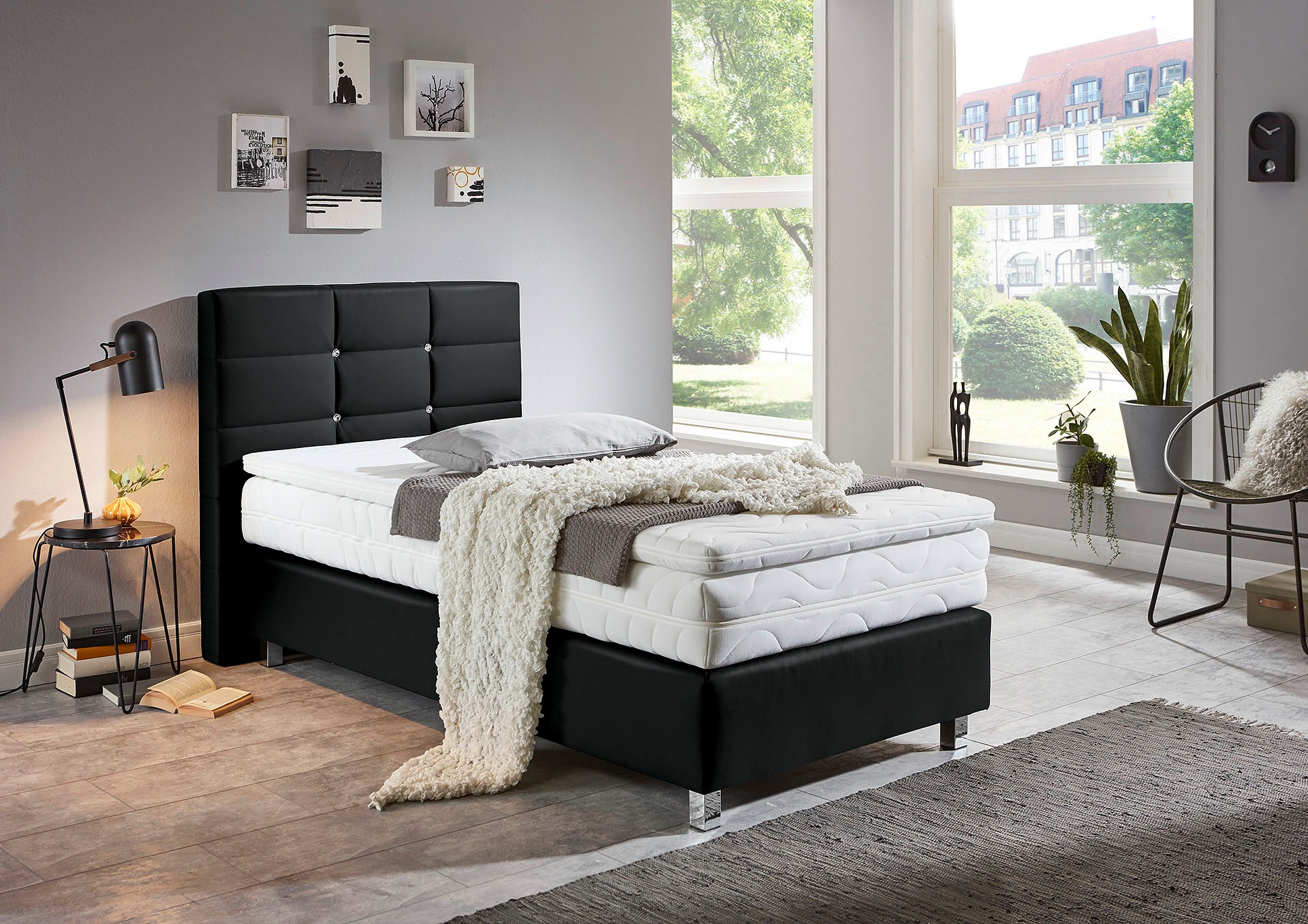 Westfalia Schlafkomfort Boxspringbett, mit Knöpfen in Kristalloptik, wahlweise mit Topper