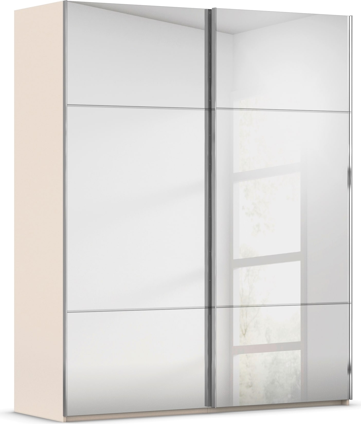 rauch Schwebetürenschrank "Kleiderschrank Schrank Garderobe Schlafzimmerschrank SCALE-TRIO" edle dreigeteilte Front mit 2 Zierleisten Spiegelfront MADE IN GERMANY