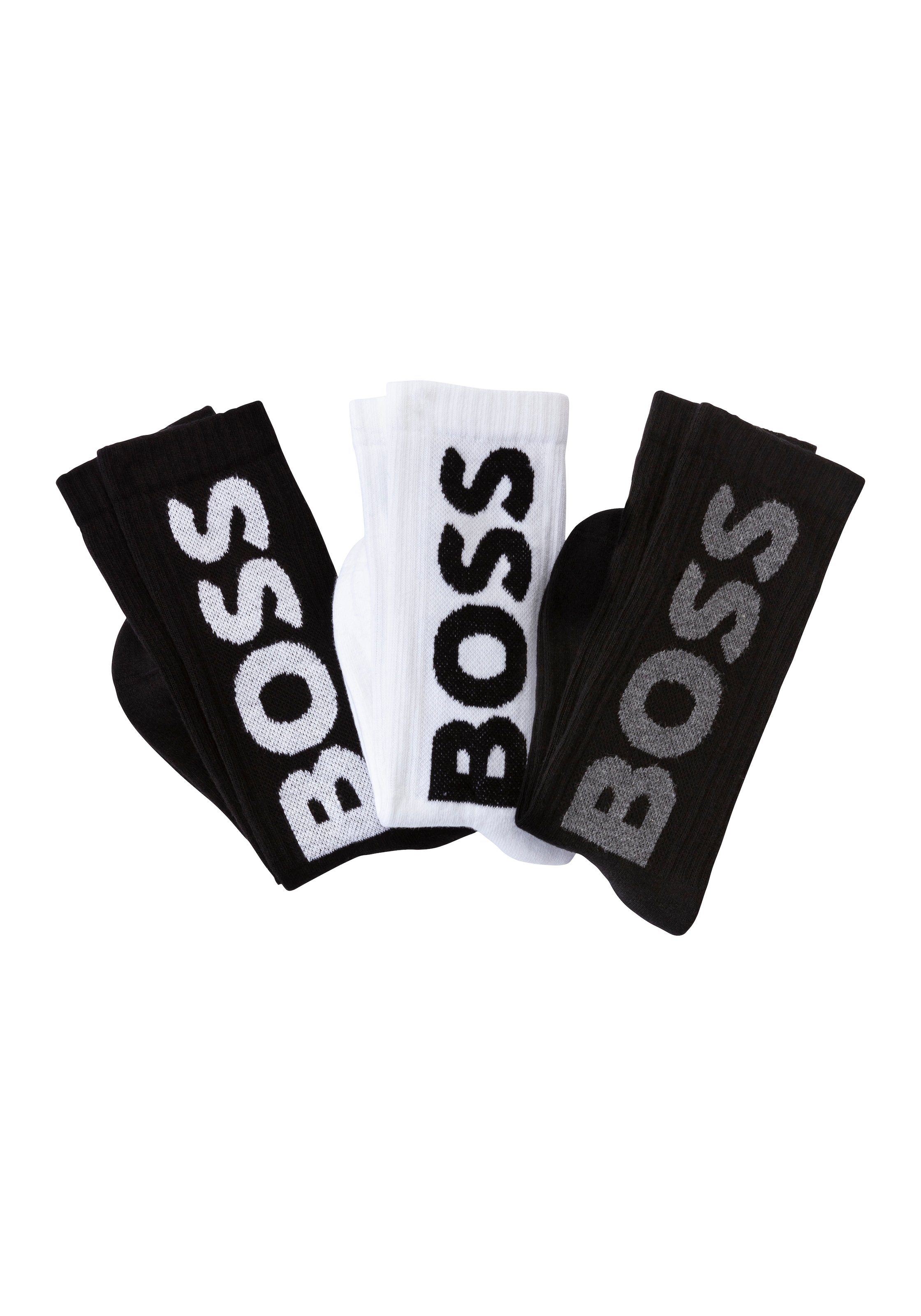 BOSS Socken "3P QS Rib Logo CC", mit Logo