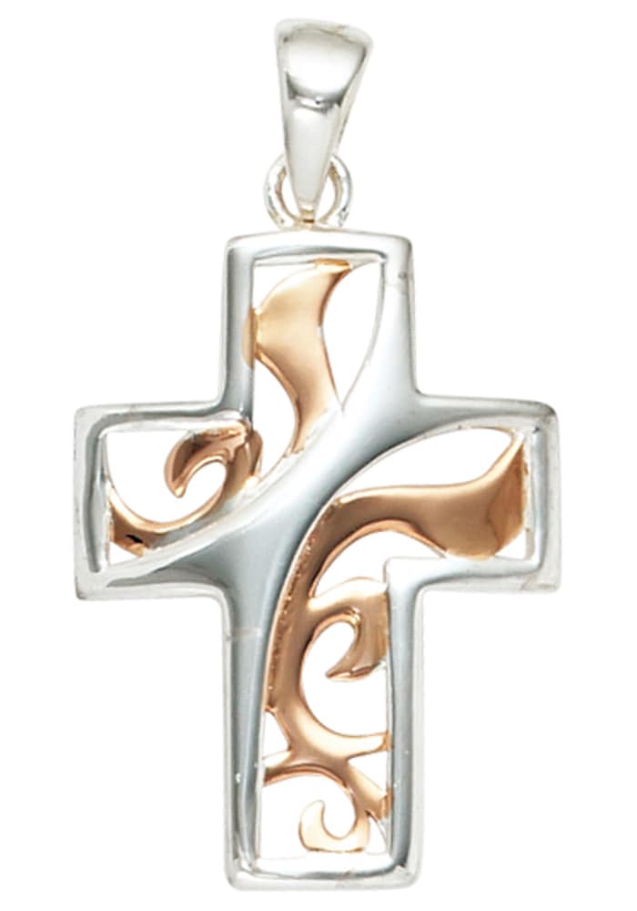 JOBO Kreuzanhänger »Anhänger Kreuz«, 925 Silber bicolor vergoldet kaufen |  BAUR