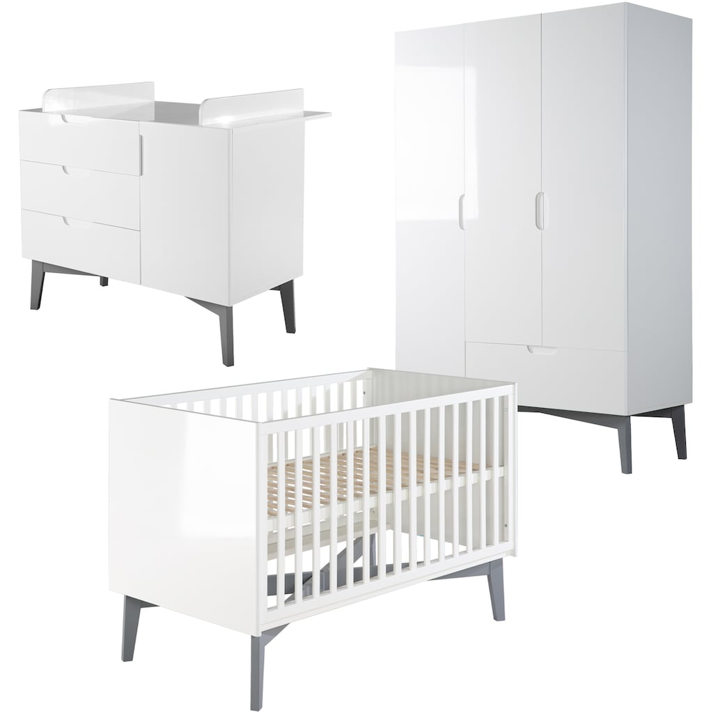 roba® Babyzimmer-Komplettset »Retro 2«, (Set, 3 St., Kinderbett, Schrank, Wickelkommode)