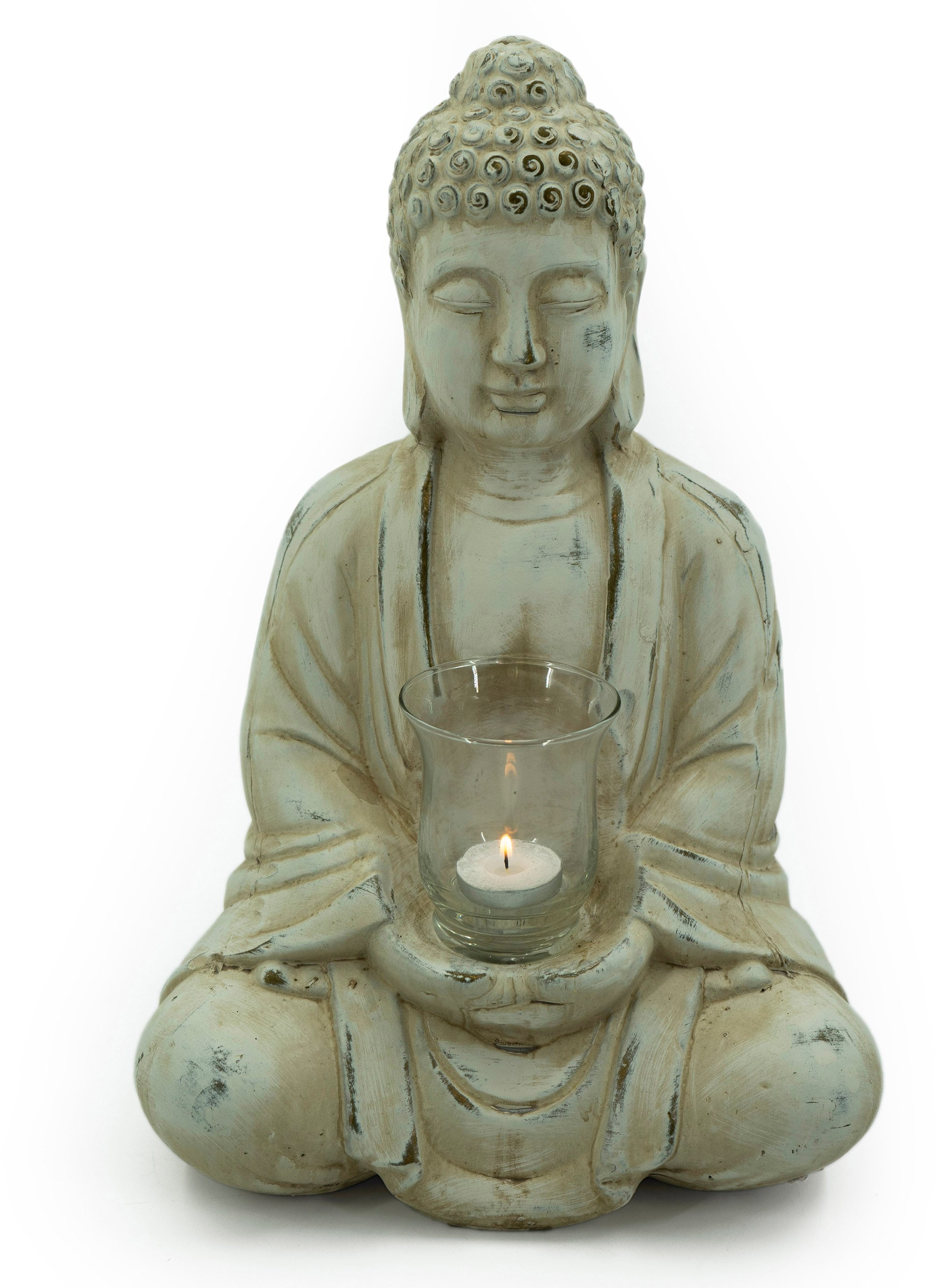 Teelichthalter »Buddha«, (1 St.), mit Teelichtglas, Höhe 40 cm
