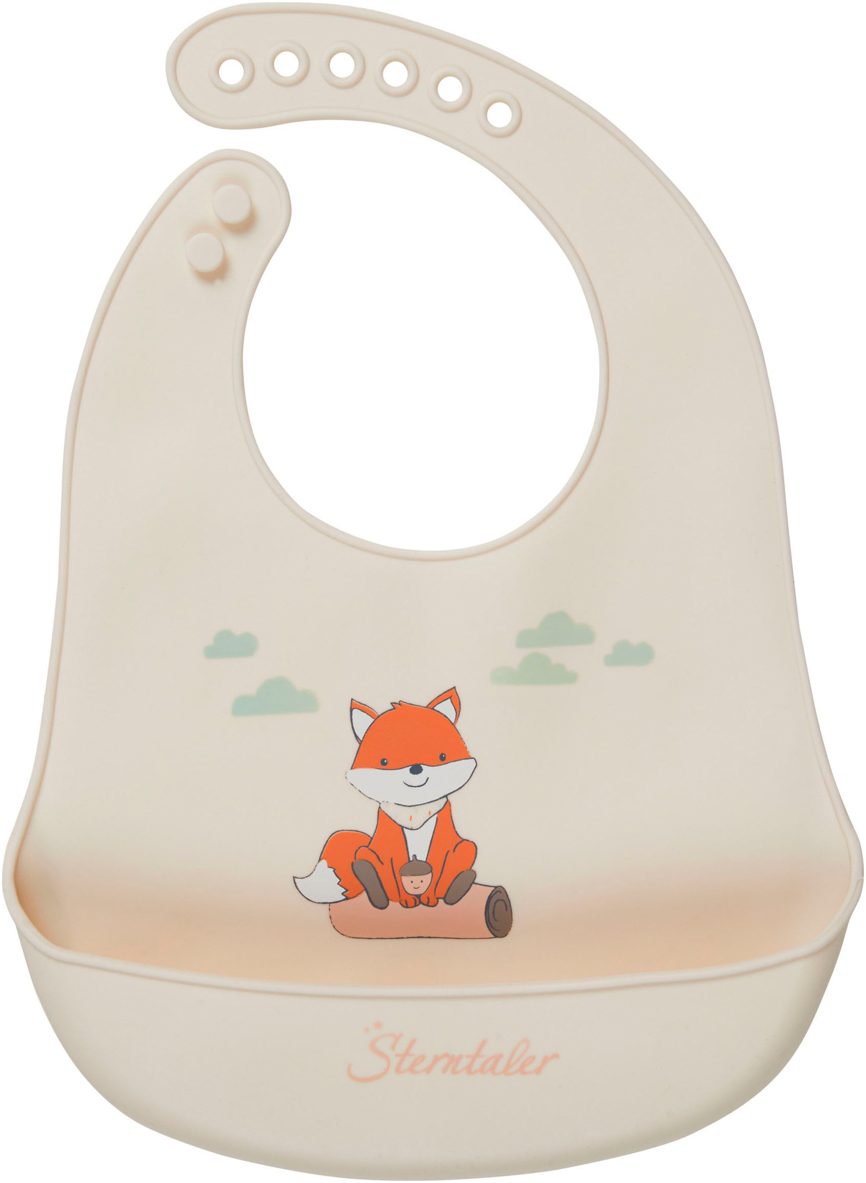 STERNTALER Baby Lätzchen "Silikonlätzchen Fuchs Filou"lichtgrau, Kunststoff, Lätzchen