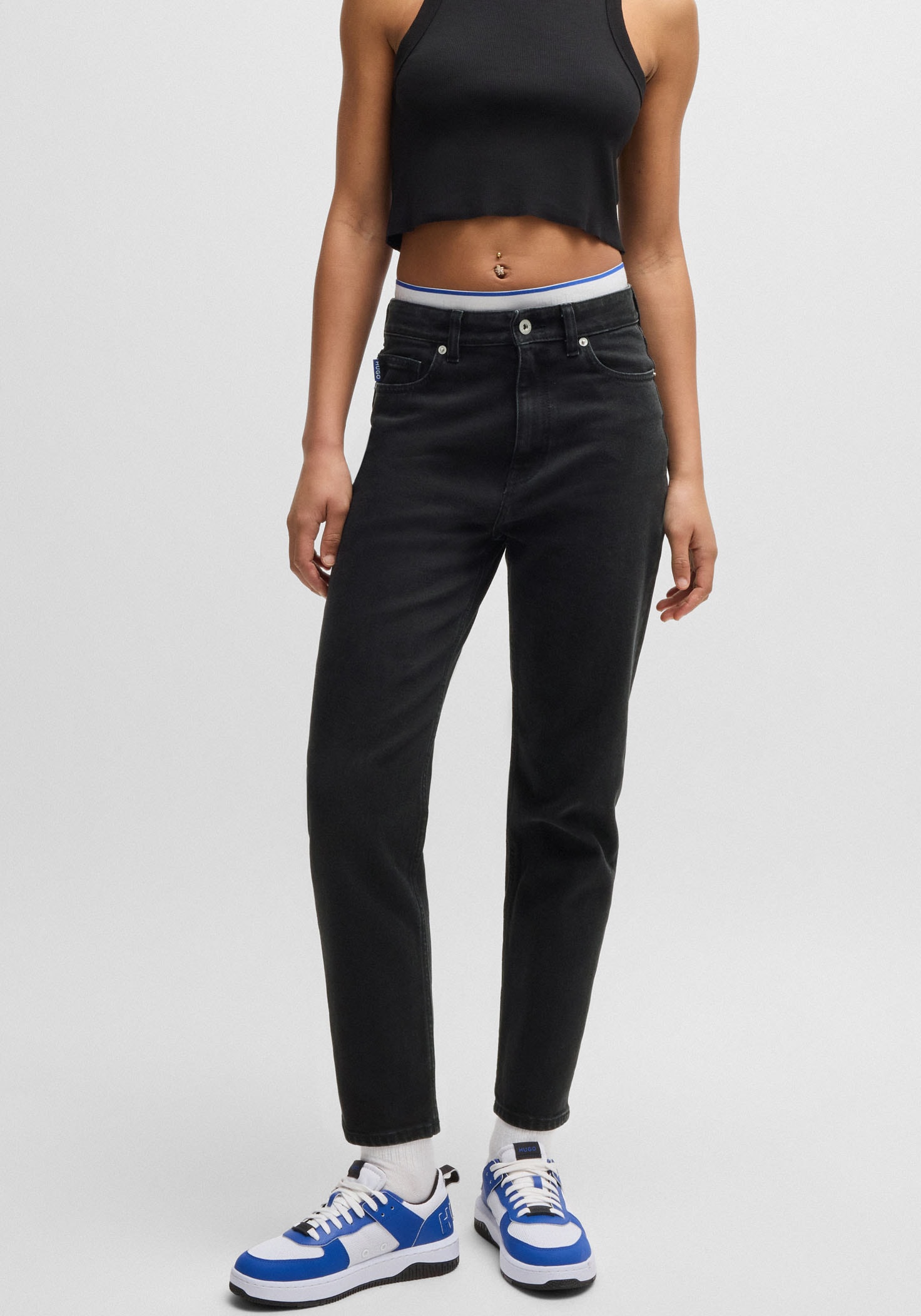 HUGO Mom-Jeans "Noe" Straight Fit Jeans mit hoher Leibhöhe