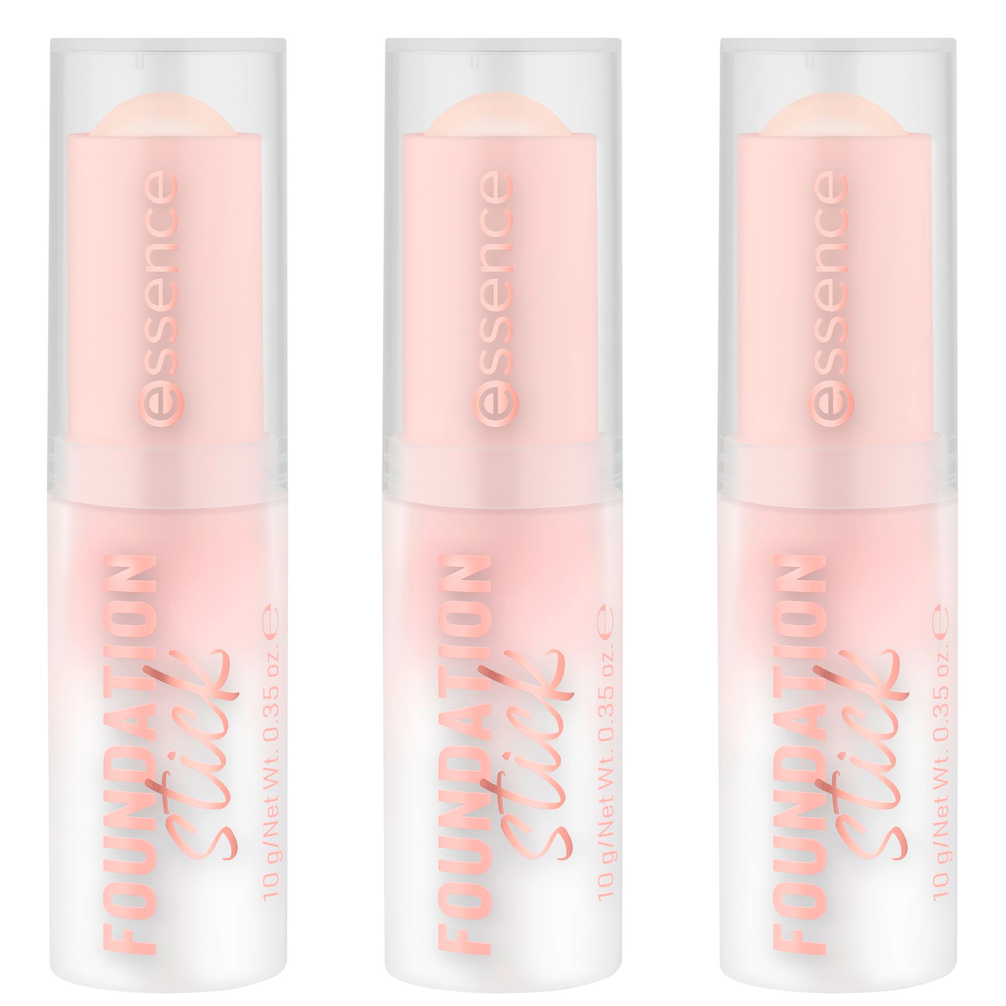 Essence Foundation »FOUNDATION stick«, (Set, 3 tlg.), Cremig und leicht verblendbar, Matt-Finish, variable Deckkraft.