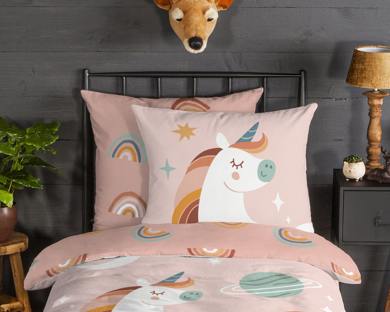 Thumbnail - good morning Kinderbettwäsche "Unidance" 2 Stk. tlg. Biber, 135x200, Warm, Weich, Wende, Reißverschluss, Kind, Einhorn R...
