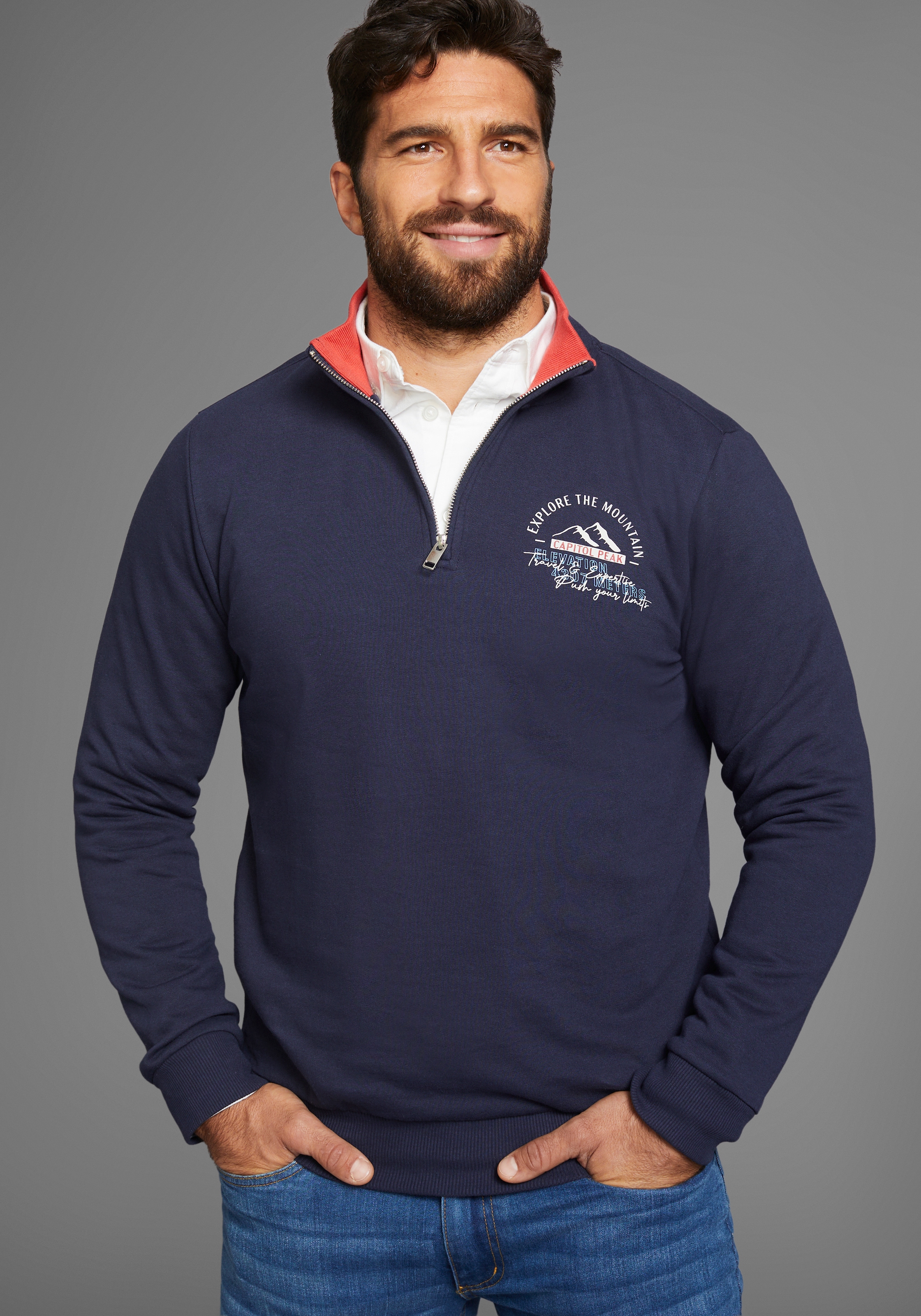 Mans World Sweatshirt mit Kontrastkragen - Neue Farben günstig online kaufen
