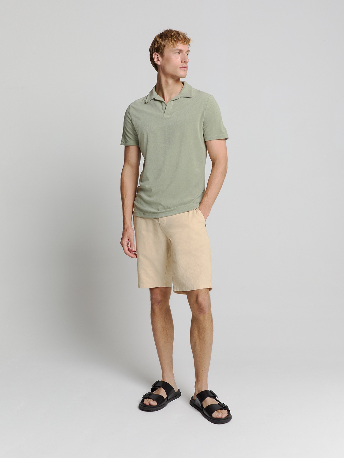 NO EXCESS T-Shirt »No Excess Poloshirt aus Frottee-Strick«
