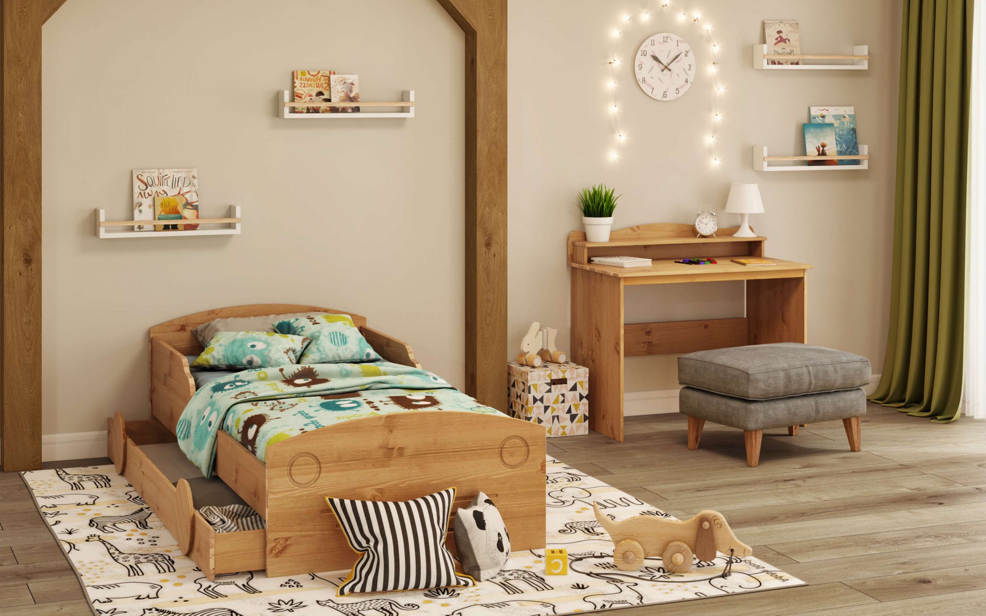 OTTO home Schreibtisch "Lesve" aus massiver Kiefer, mit Schreibtischaufsatz günstig online kaufen