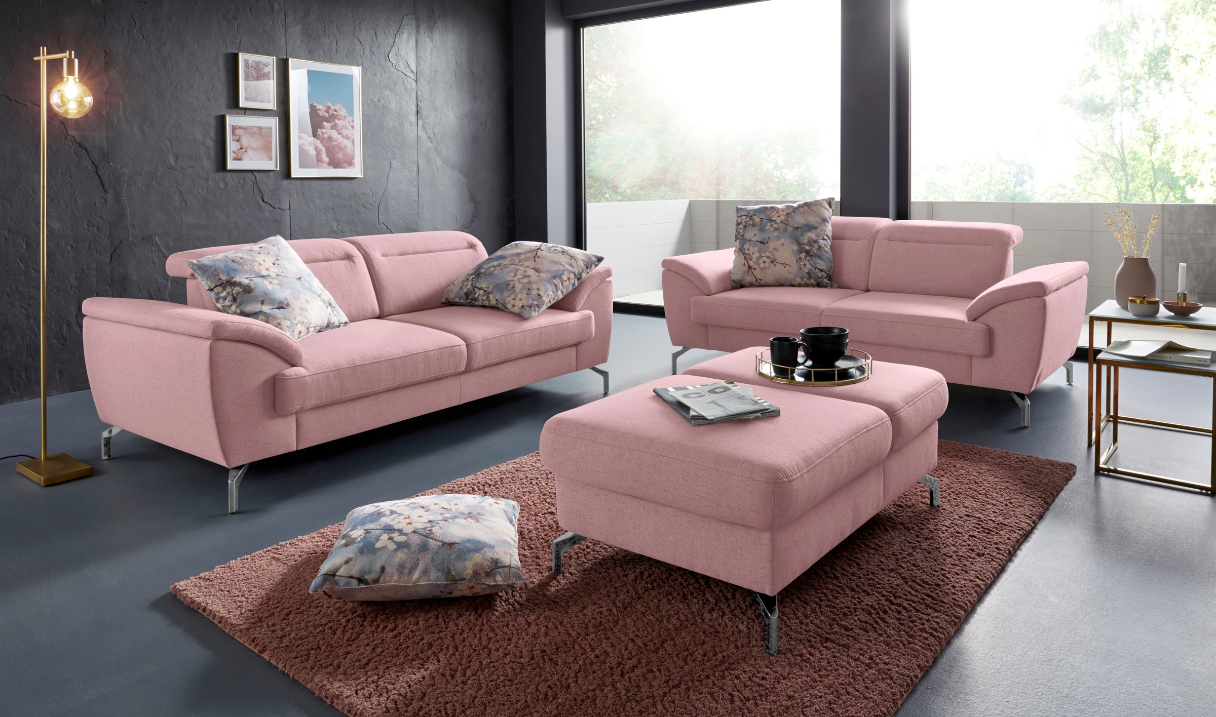 Thumbnail - sit&more Hocker "Percy" Fußhöhe 15cm, mit Klappfunktion, wahlweise in 2 Fußfarben