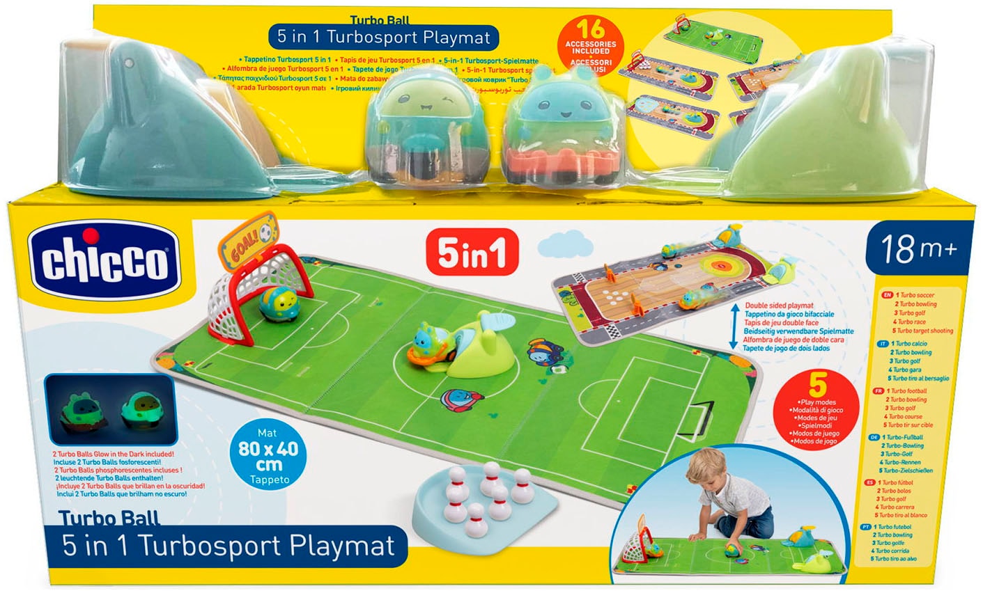 Chicco Spiel »5in1 Sport & Spielmatte – Turbo Ball« mit Fahrzeugen, Turbo-Bällen und umfangreichem Zubehör